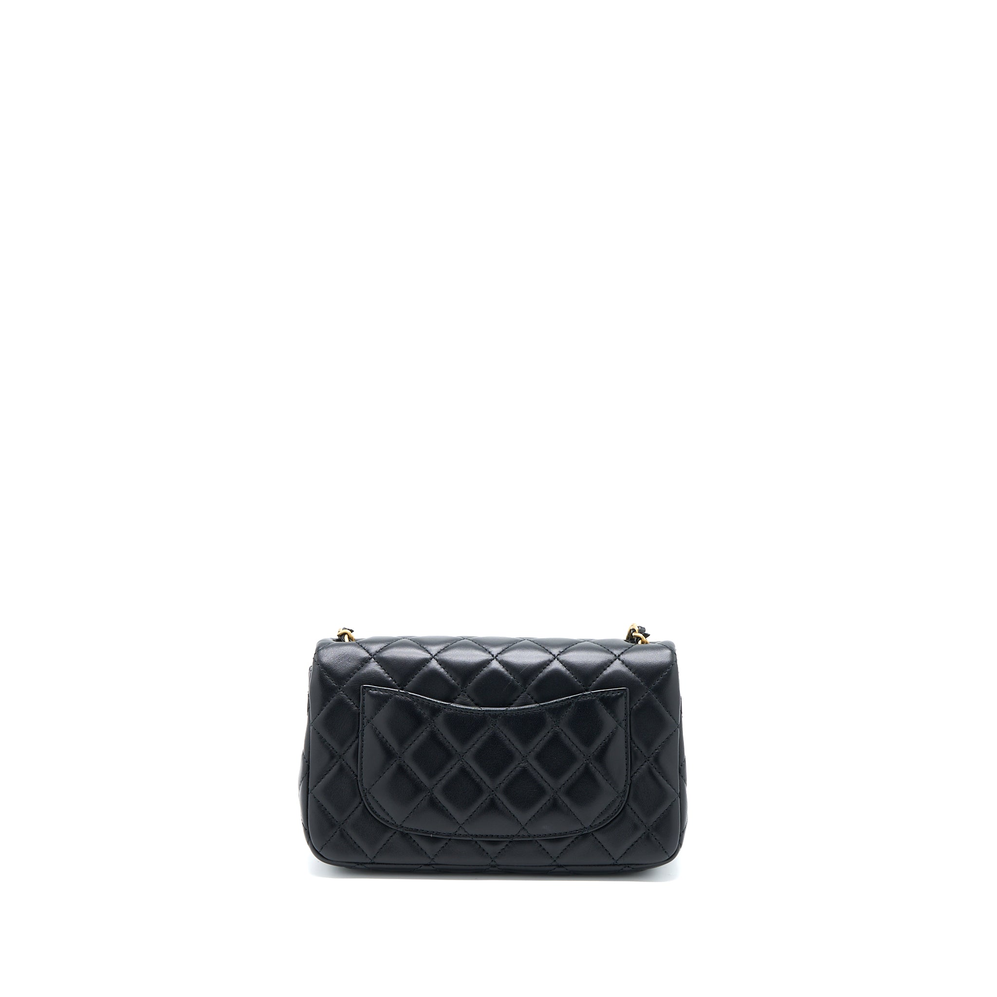 CHANEL PEARL CRUSH MINI RECTANGULAR FLAP BAG LAMBSKIN BLACK GHW