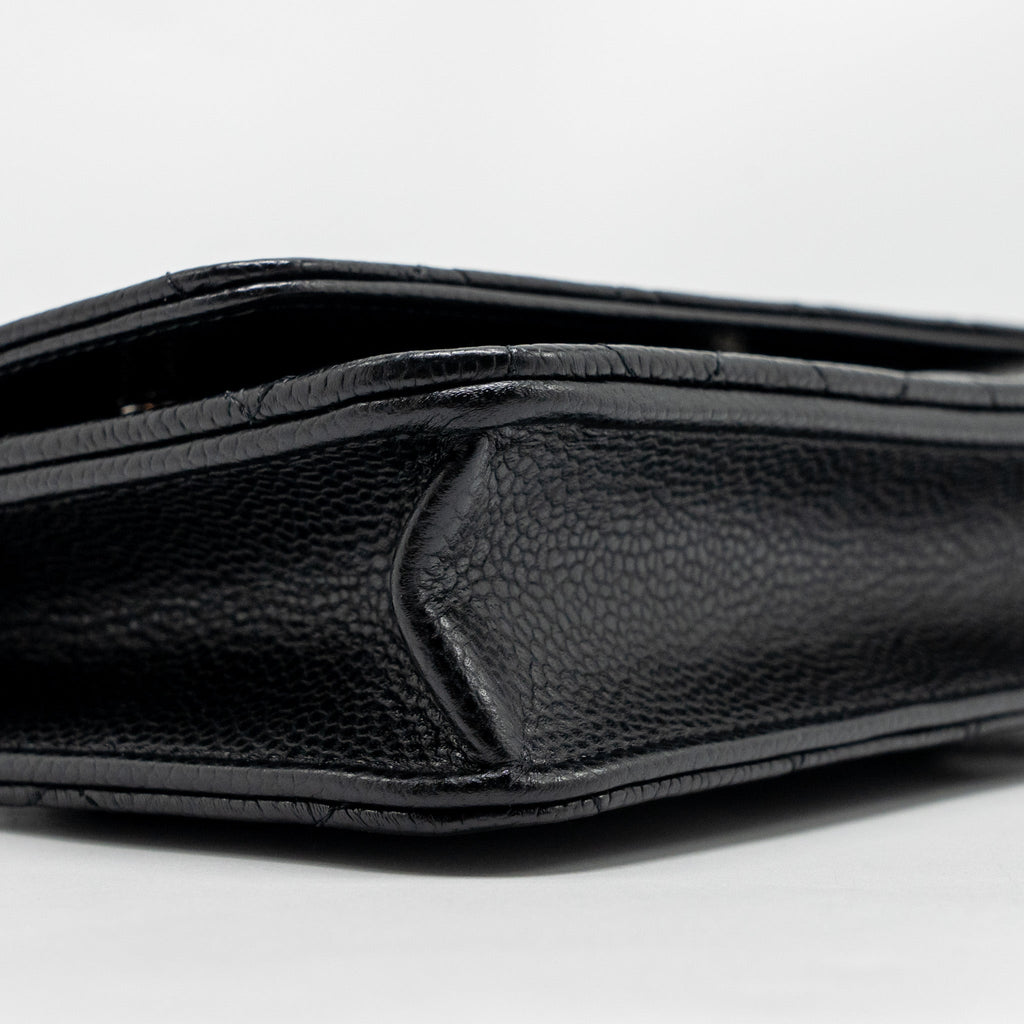 CHANEL CLASSIC WALLET ON CHAIN CAVIAR BLACK SHW (MICROCHIP)
