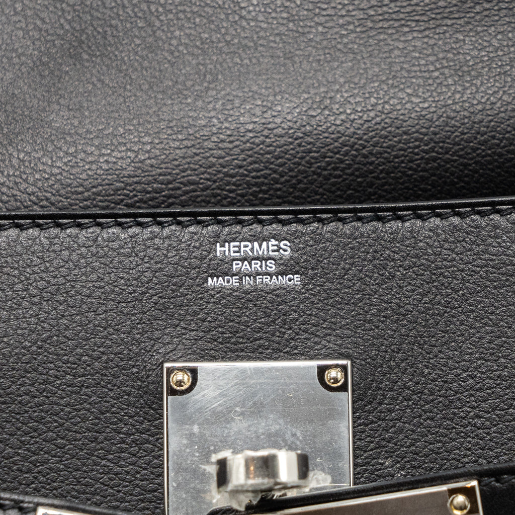 HERMES KELLY MESSANGER PM BAG EVERGRAIN BLACK SHW