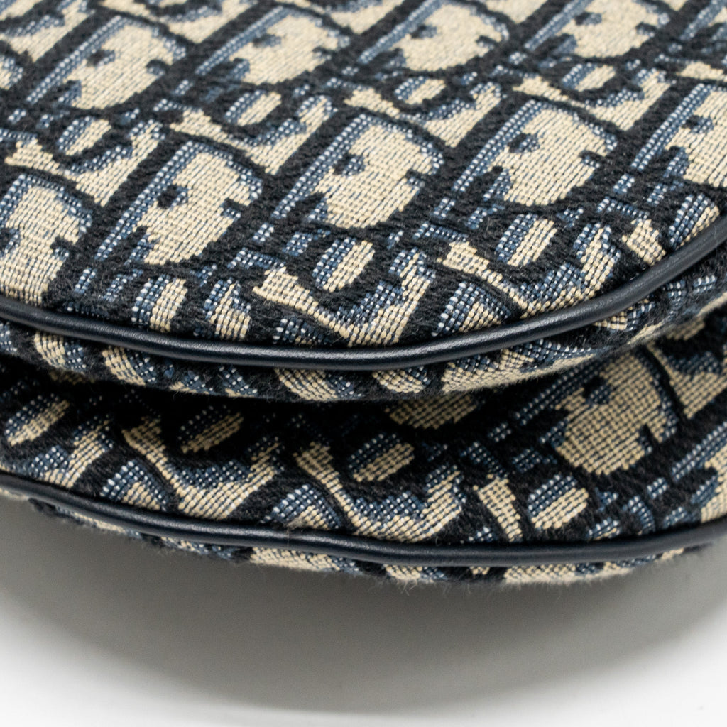 DIOR MEDIUM SADDLE BAG BLUE OBLIQUE CANVAS GHW