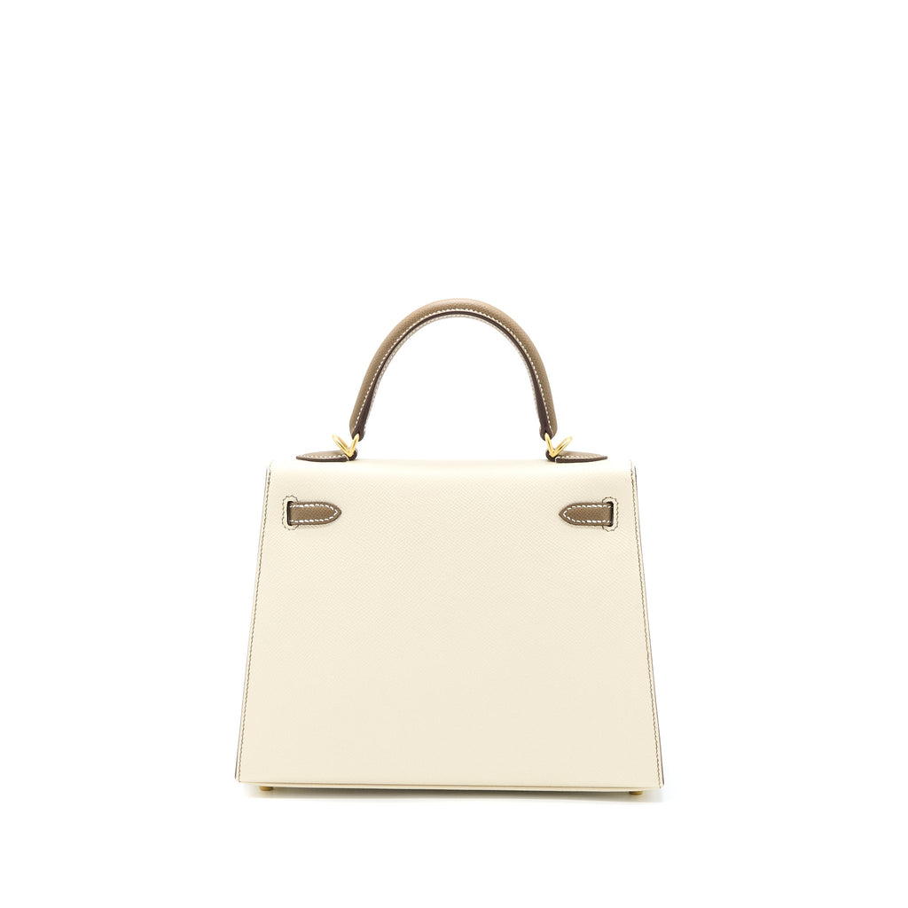 HERMES KELLY 25 SPECIAL ORDER EPSOM CRAIE / ETOUPE BRUSHED GHW