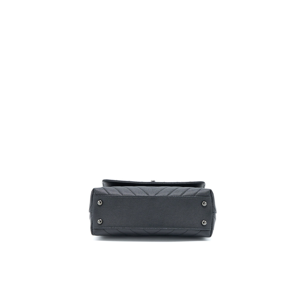 CHANEL SMALL COCO HANDLE CHEVRON CAVIAR SO BLACK WITH BLACK HARDWARE