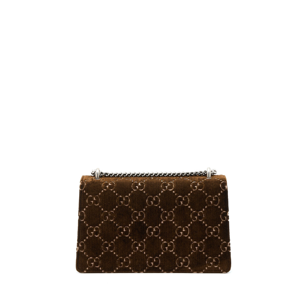 GUCCI SMALL DIONYSUS GG SUPREME VELVET BROWN SHW