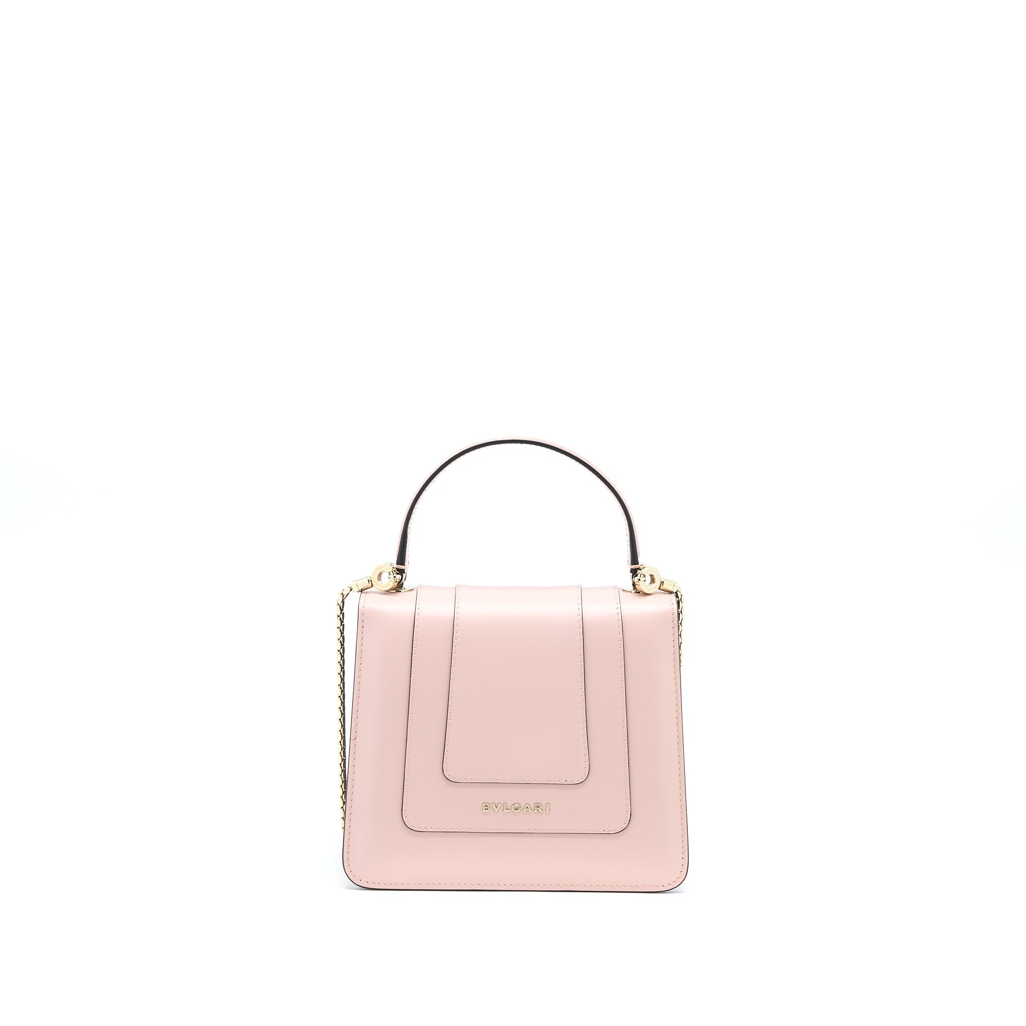 BVLGARI SERPENTI FOREVER TOP HANDLE BAG CALFSKIN CRYSTAL ROSE/GREY GHW