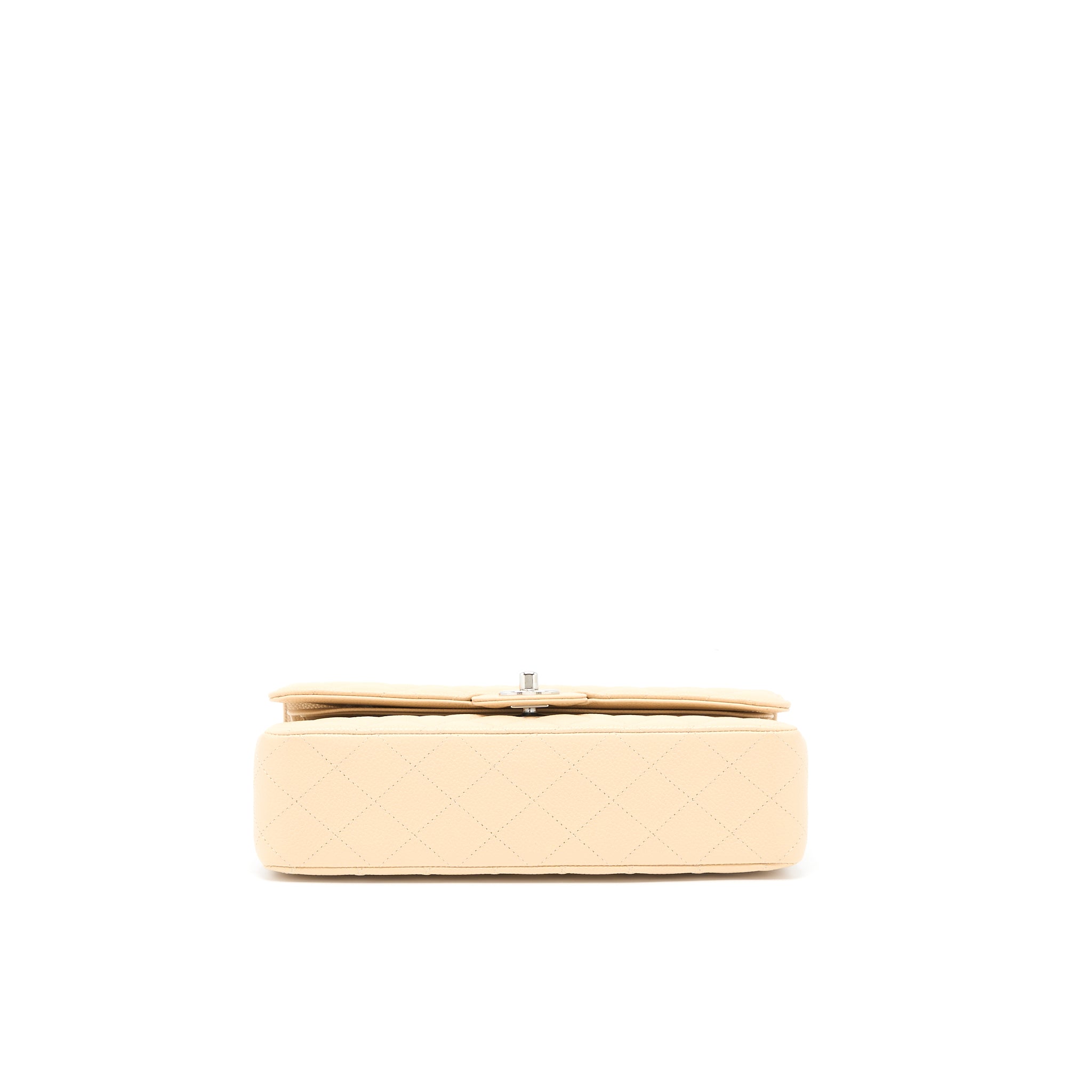 CHANEL CLASSIC DOUBLE FLAP BAG CAVIAR LIGHT BEIGE SHW