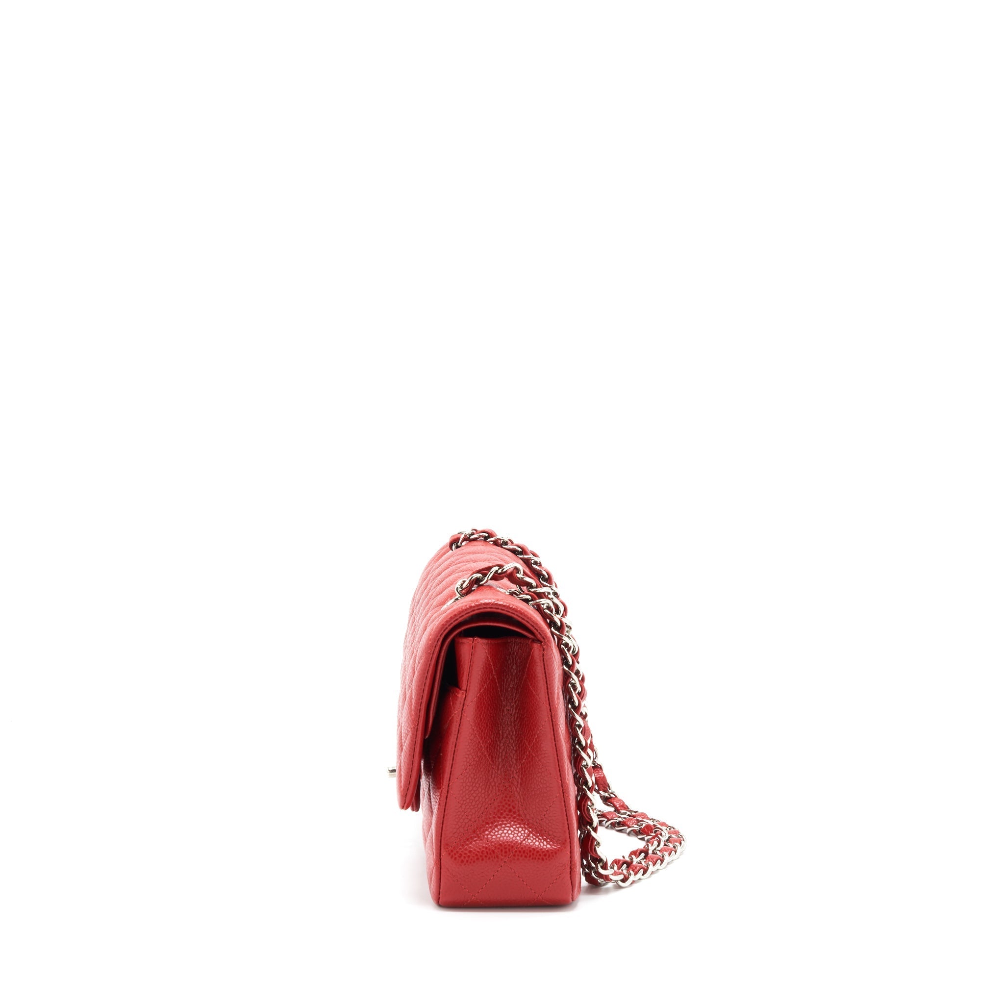 CHANEL CLASSIC DOUBLE FLAP BAG CAVIAR RED SHW