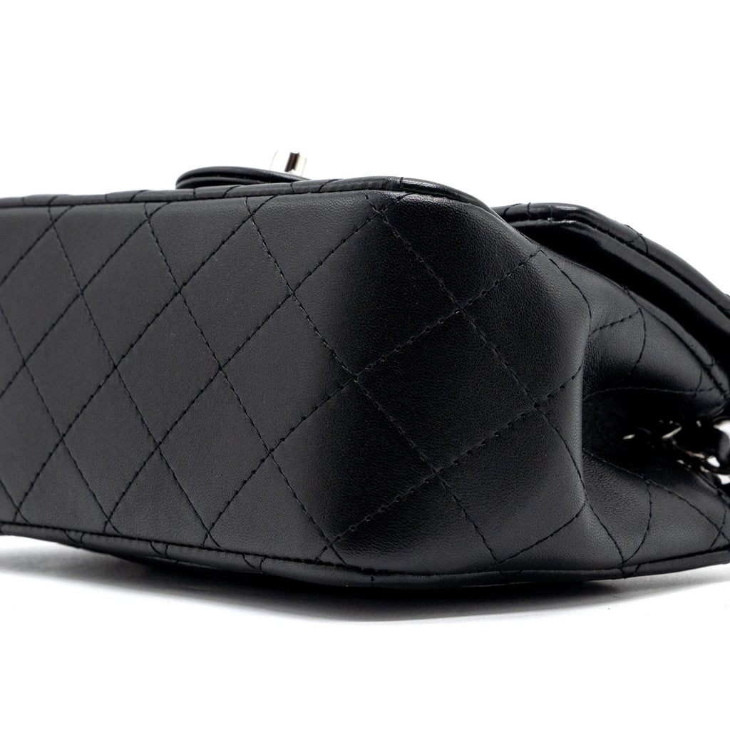 CHANEL MINI SQUARE FLAP BAG LAMBSKIN BLACK SHW (MICROCHIP)