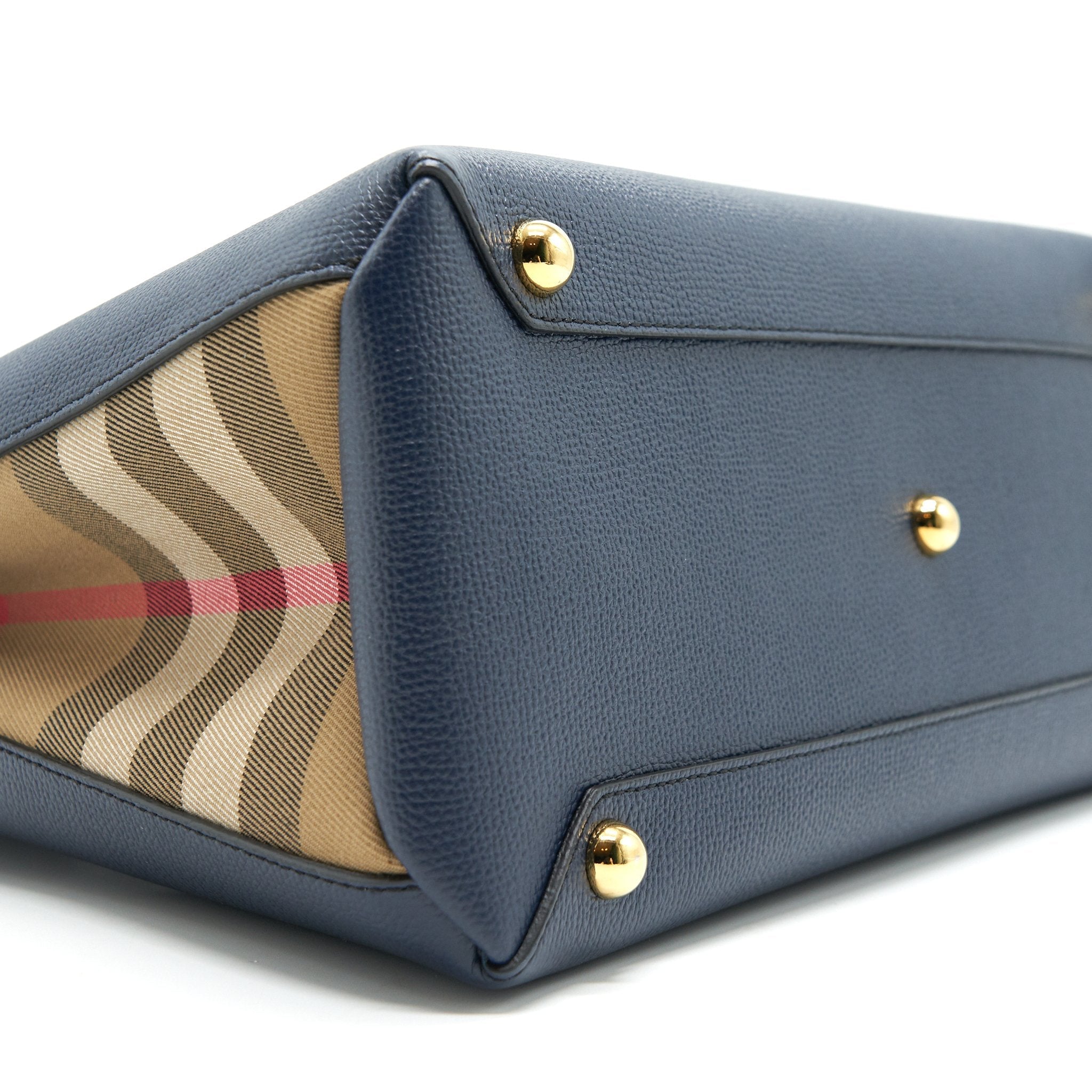 BURBERRY LEATHER/ CANVAS TOTE BAG NAVY GHW