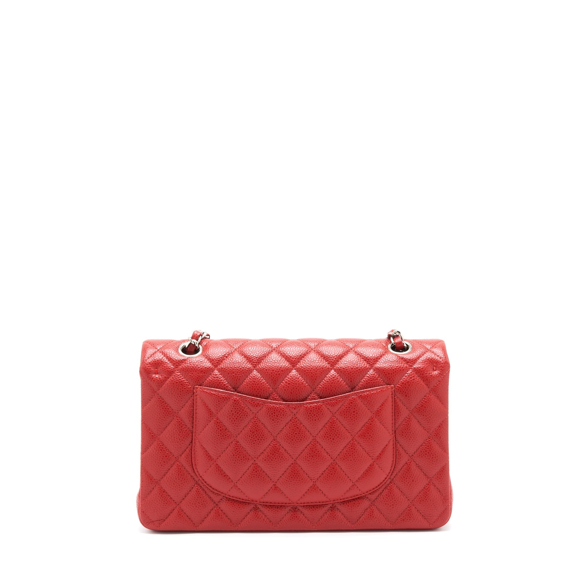 CHANEL CLASSIC DOUBLE FLAP BAG CAVIAR RED SHW