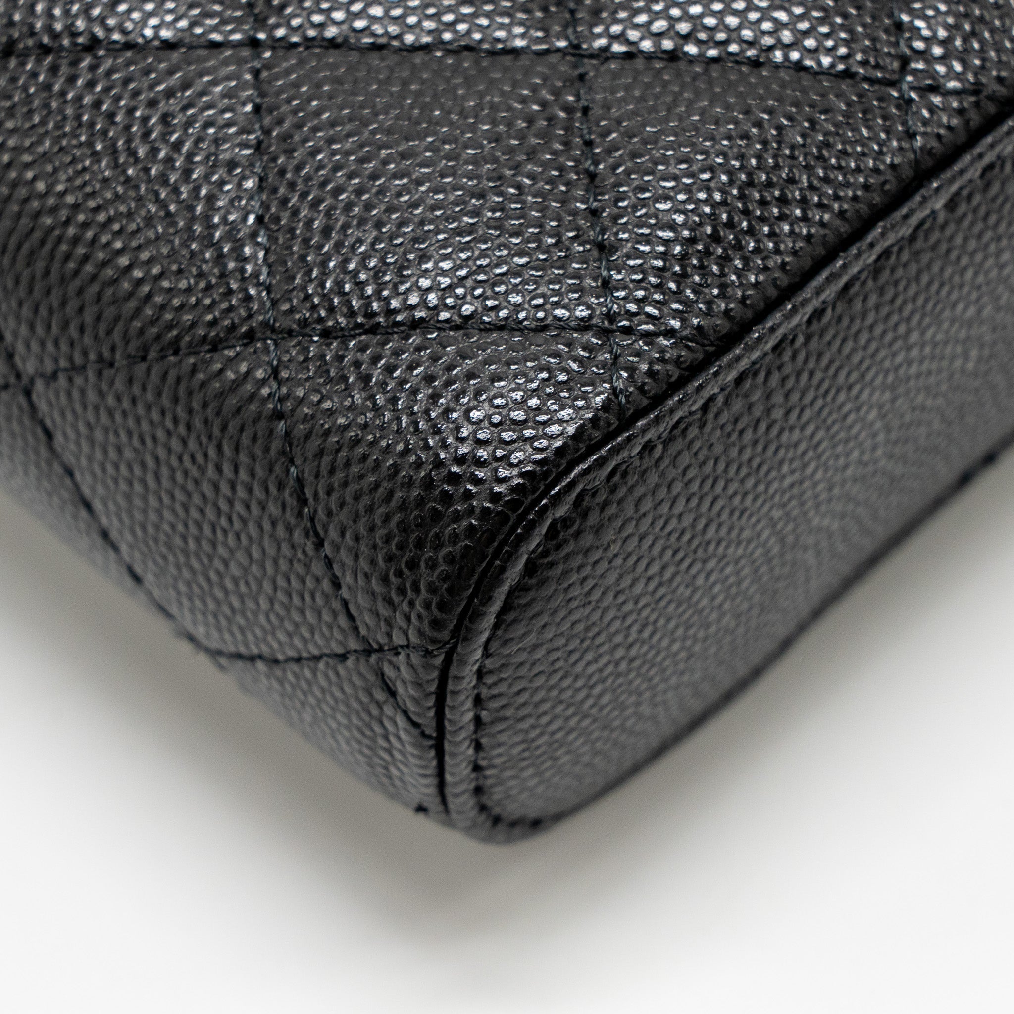 CHANEL CLASSIC VANITY PHONE HOLDER WITH CHAIN CAVIAR BLACK LGHW
