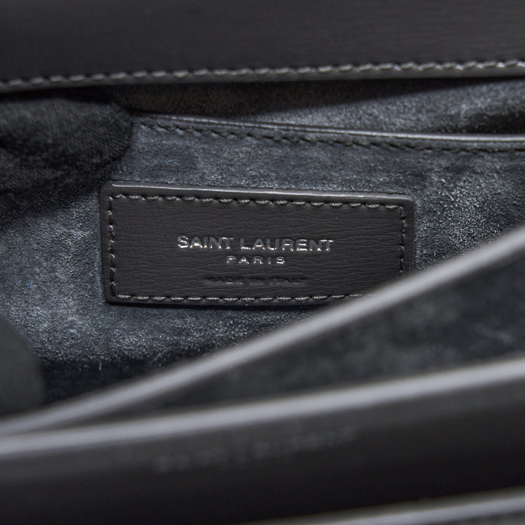 SAINT LAURENT SUNSET CHAIN BAG CALFSKIN DARK GREY SHW