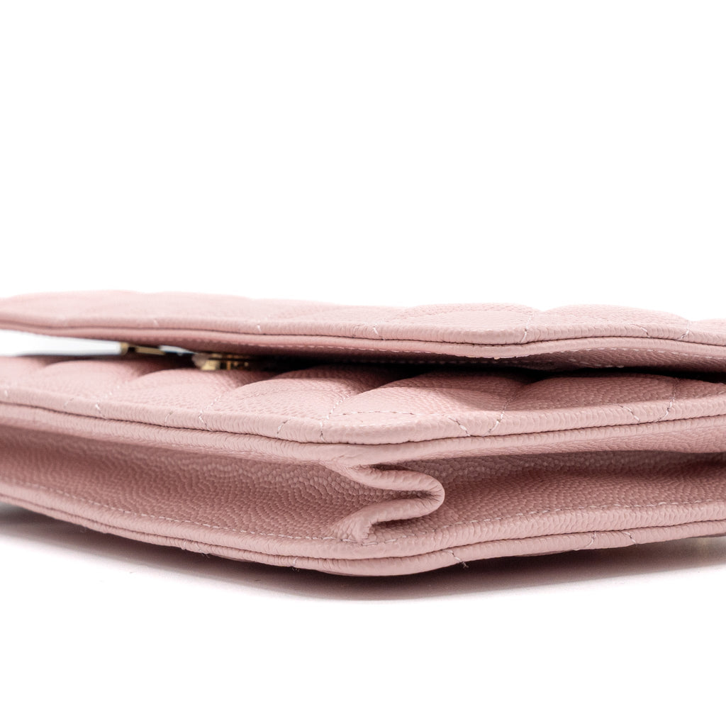 CHANEL CLASSIC WALLET ON CHAIN CAVIAR LIGHT PINK LGHW(MICROCHIP)