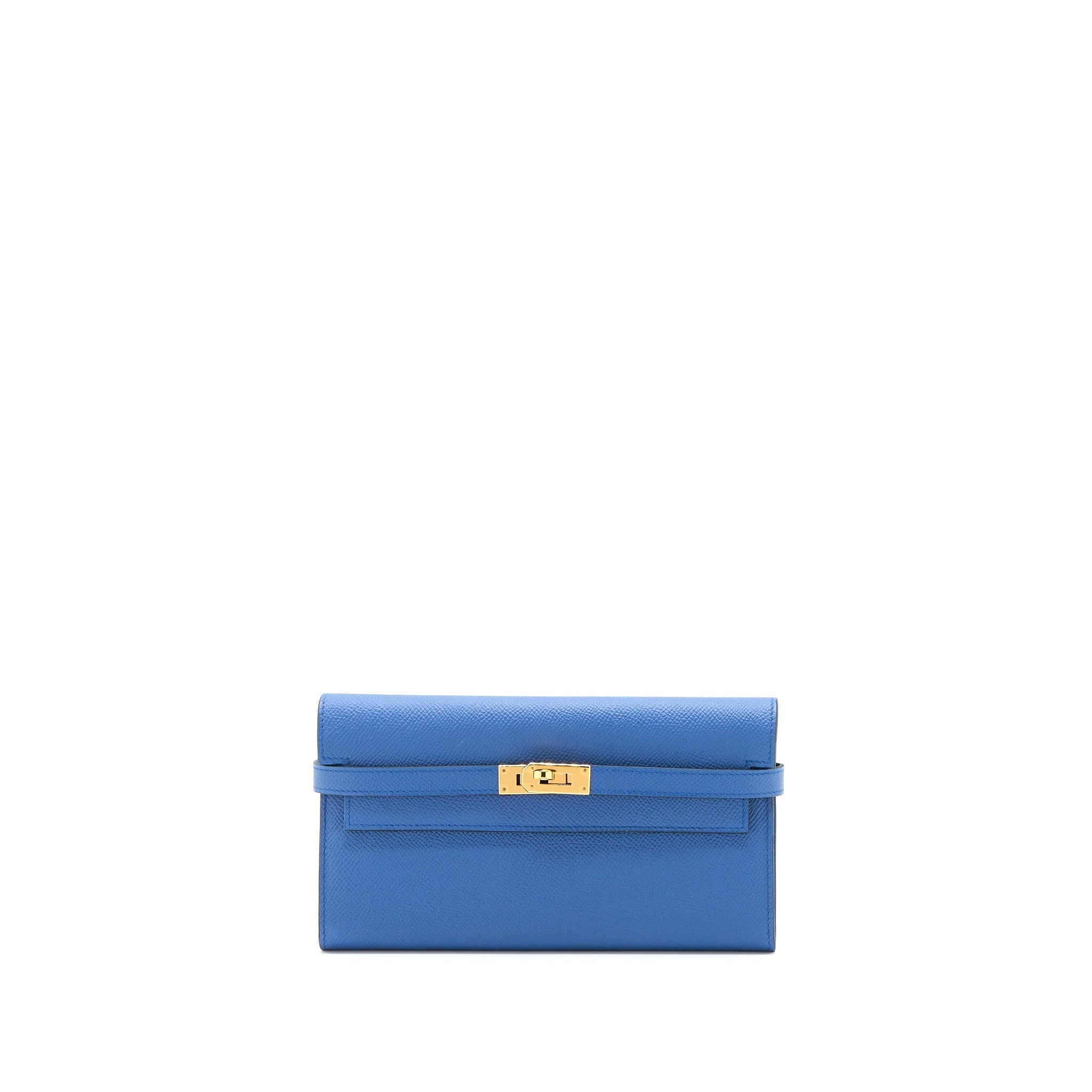 HERMES KELLY LONG WALLET EPSOM BLUE GHW