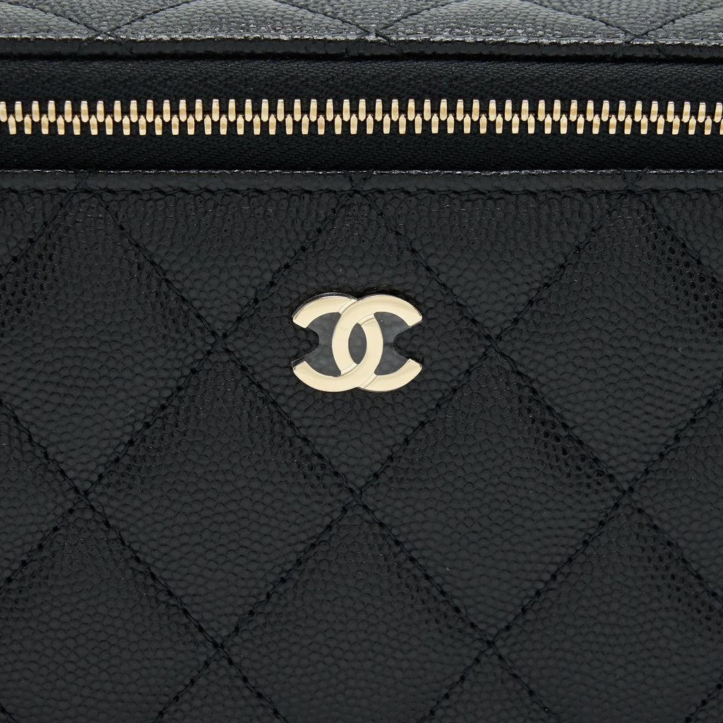 CHANEL 22S LONG VANITY WITH CHAIN CAVIAR BLACK LGHW