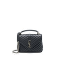SAINT LAURENT/YSL QUILTED MEDIUM COLLEGE BAG LAMBSKIN BLACK RUTHENIUM HARDWARE