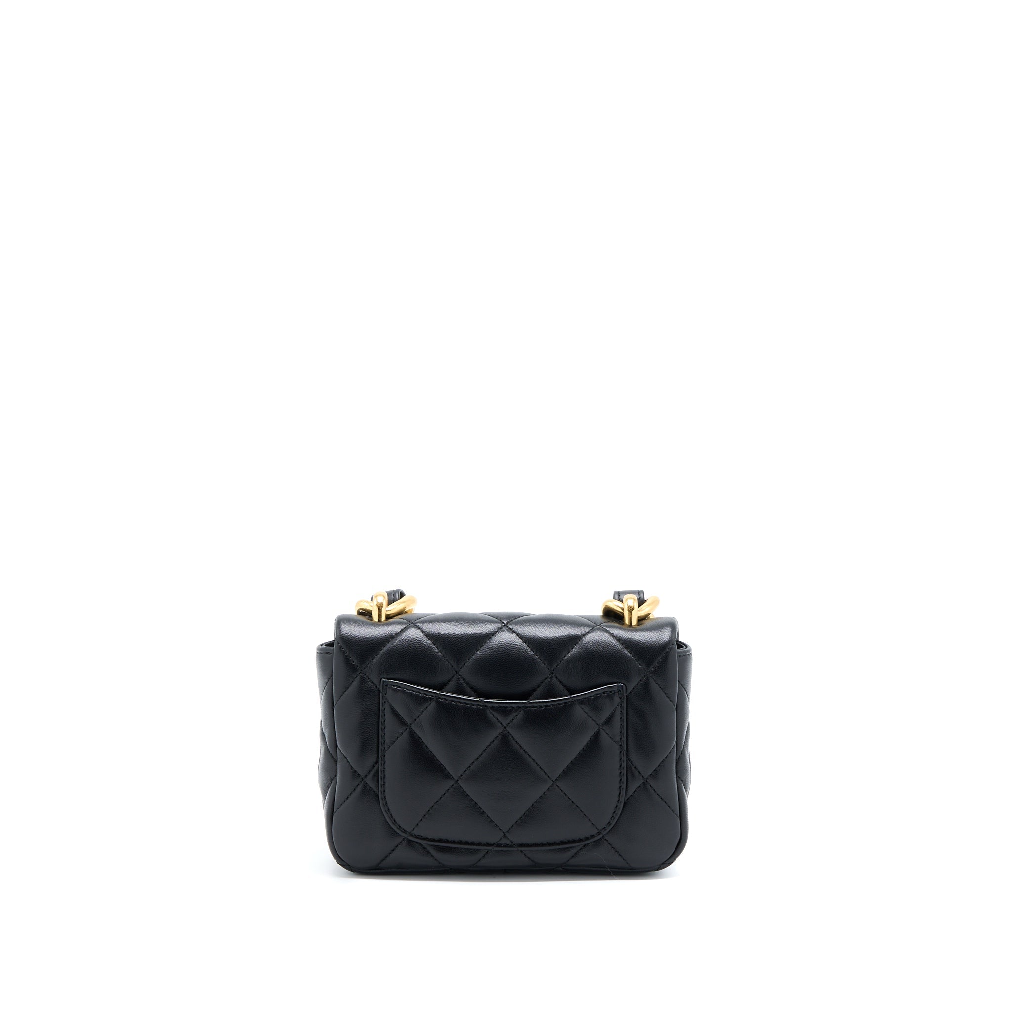CHANEL 22S GIANT CHAIN FLAP SHOULDER BAG LAMBSKIN BLACK GHW (MICROCHIP)
