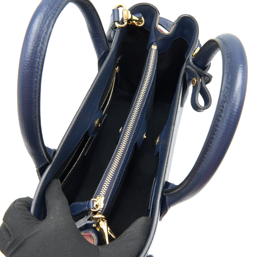 BURBERRY LEATHER/ CANVAS TOTE BAG NAVY GHW
