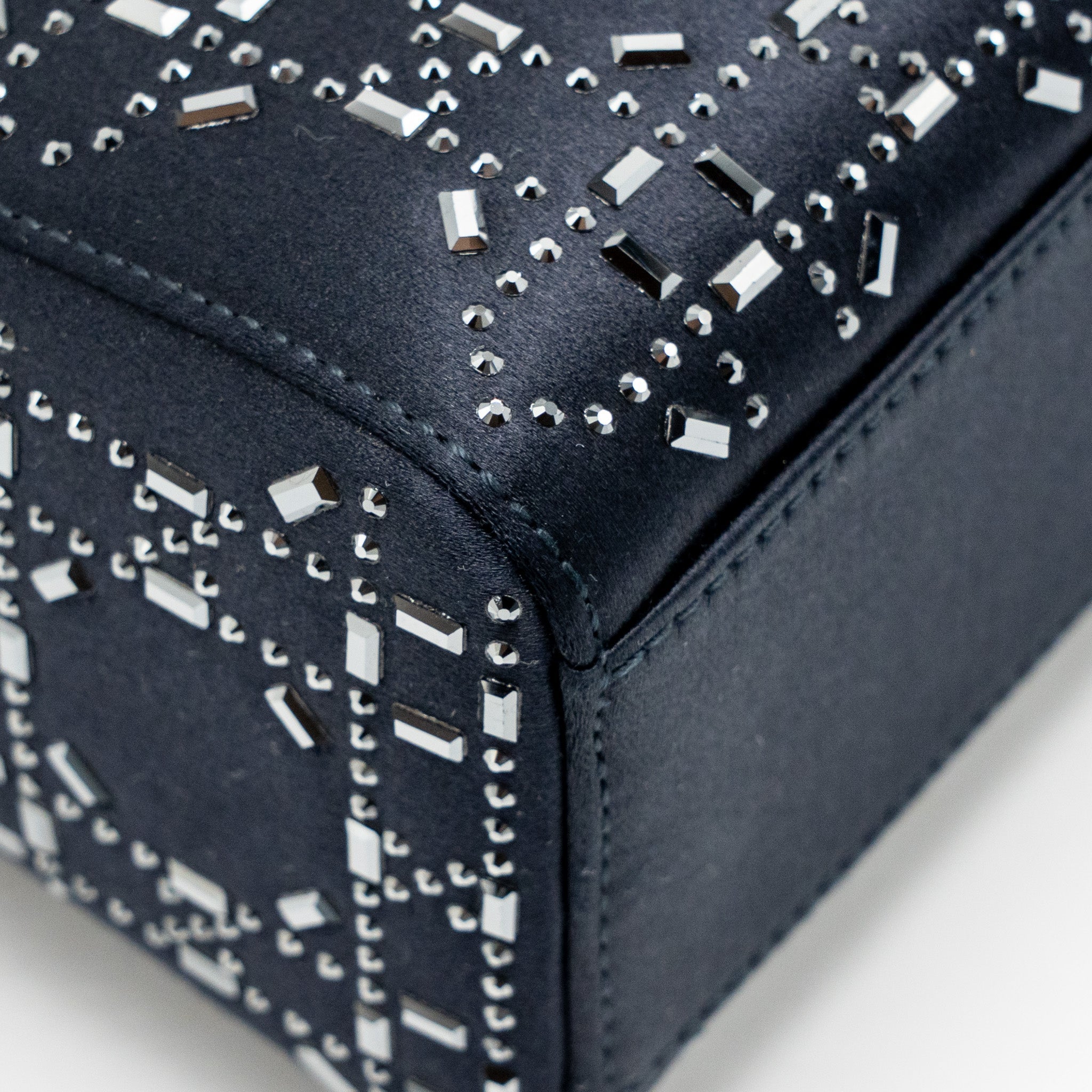 DIOR MINI LADY DIOR SATIN CRYSTAL DARK BLUE SHW