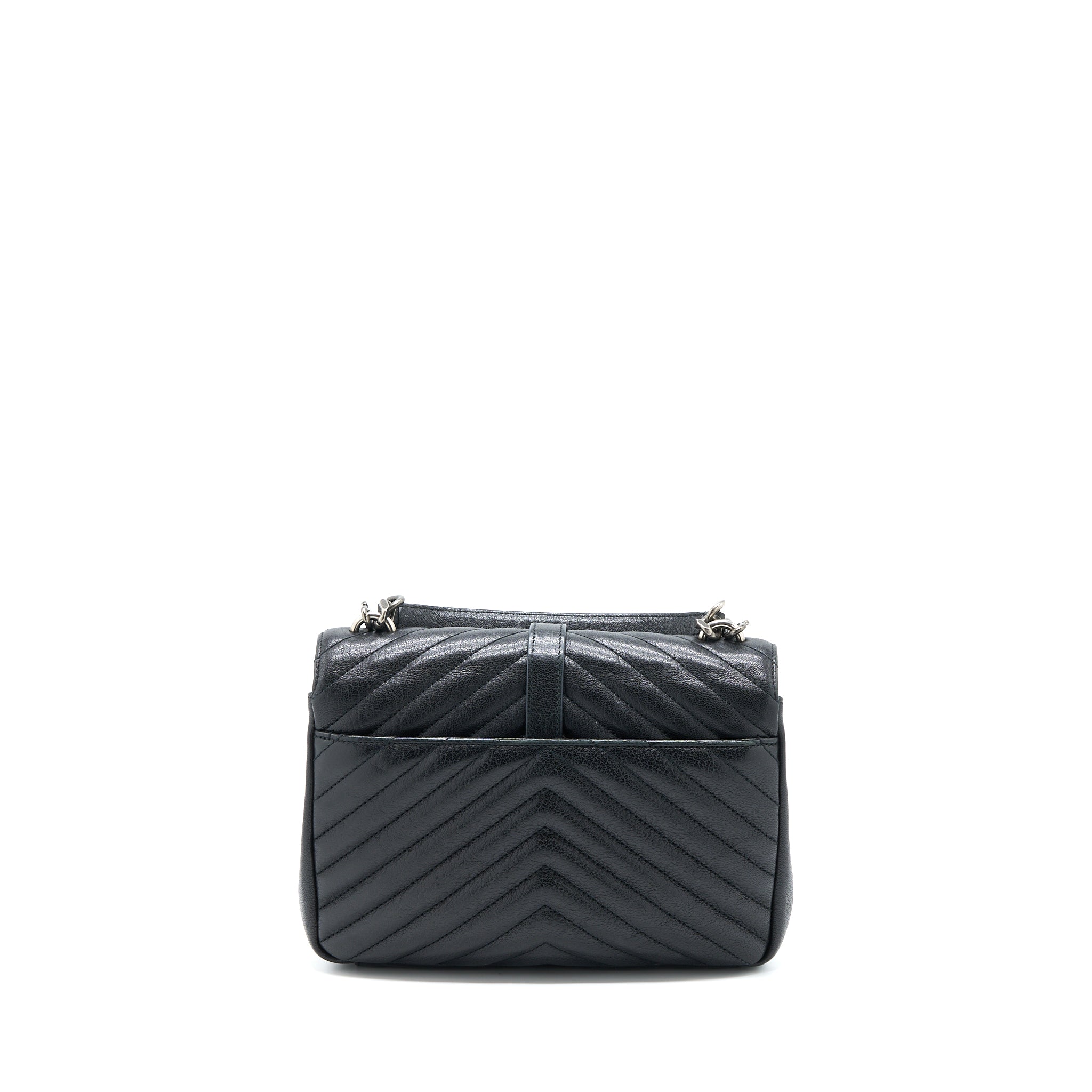 SAINT LAURENT/YSL QUILTED MEDIUM COLLEGE BAG LAMBSKIN BLACK RUTHENIUM HARDWARE