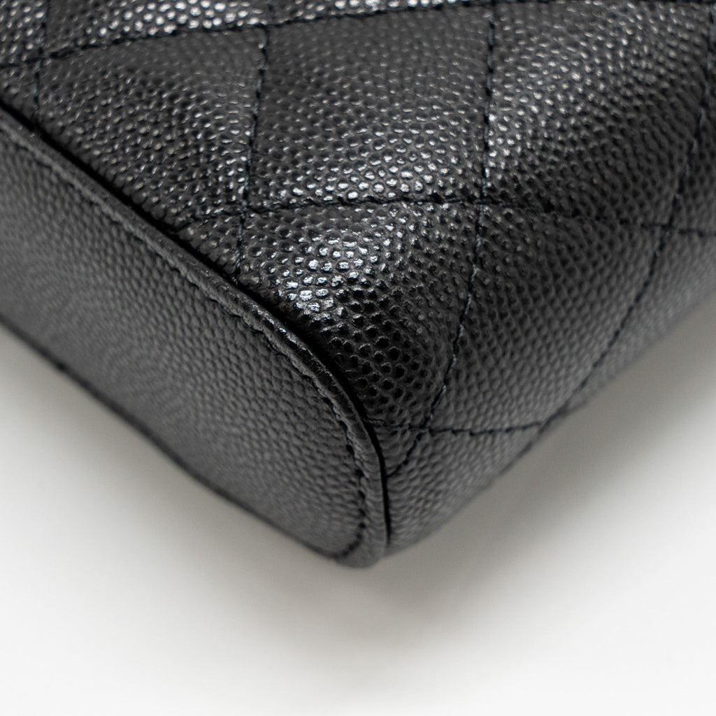 CHANEL CLASSIC VANITY PHONE HOLDER WITH CHAIN CAVIAR BLACK LGHW