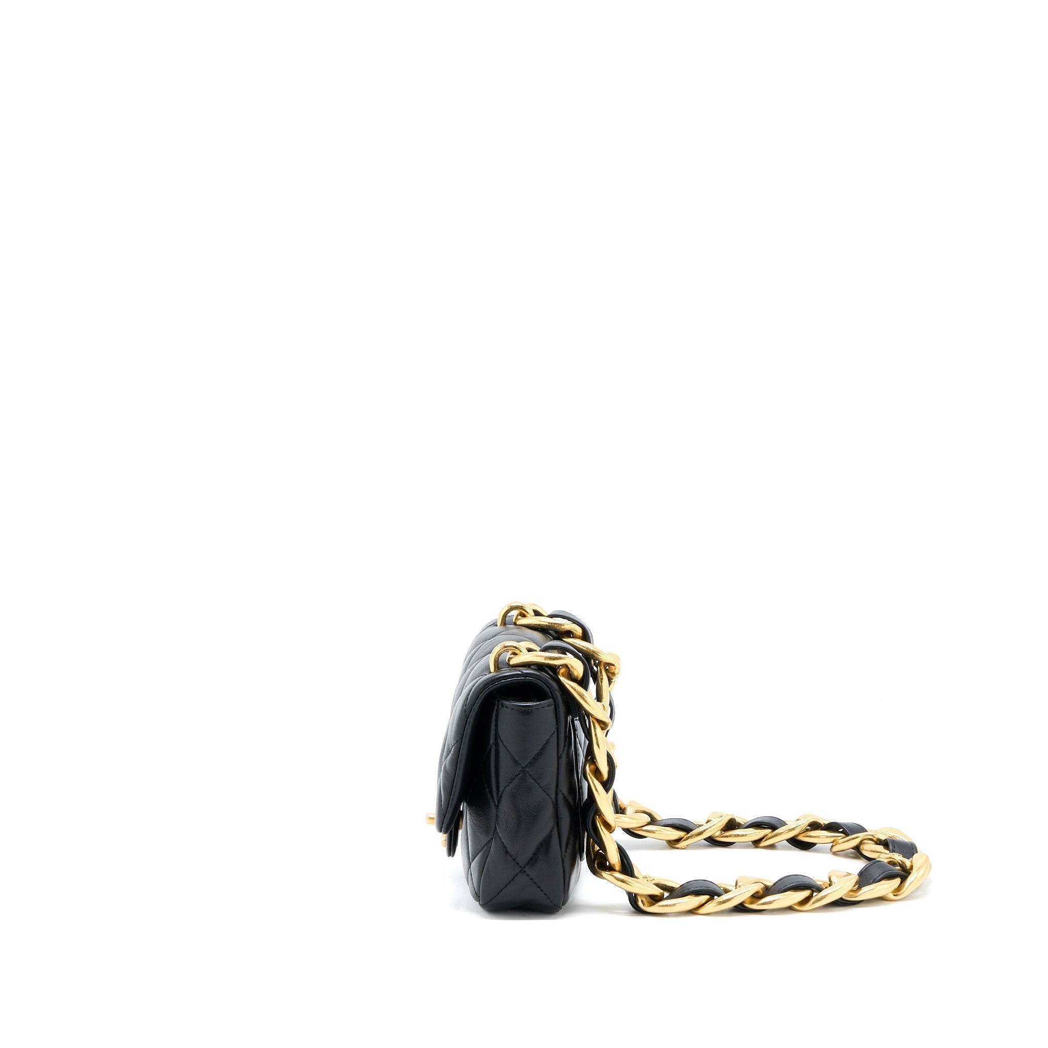 CHANEL 22S GIANT CHAIN FLAP SHOULDER BAG LAMBSKIN BLACK GHW (MICROCHIP)