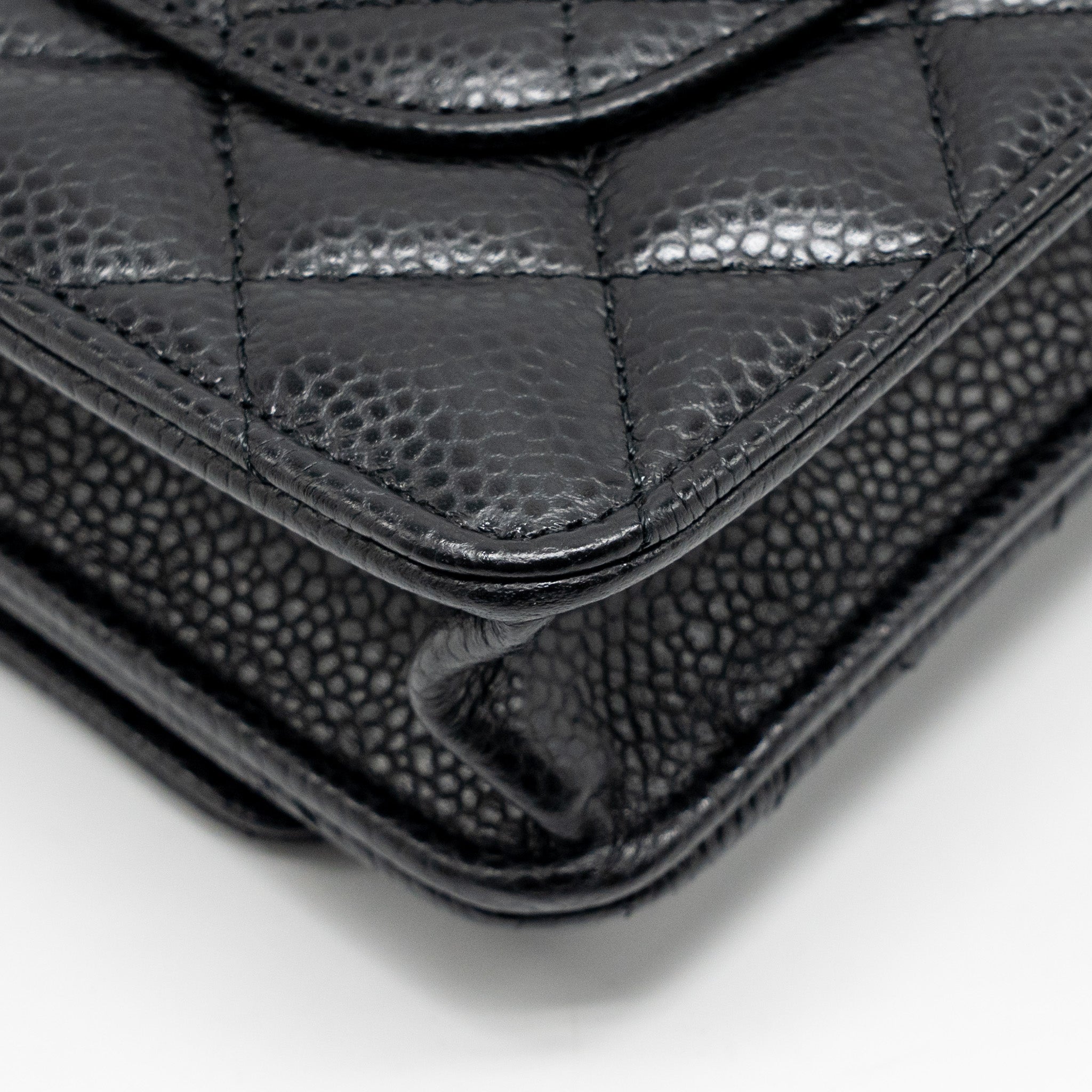 CHANEL CLASSIC WALLET ON CHAIN CAVIAR BLACK SHW (MICROCHIP)