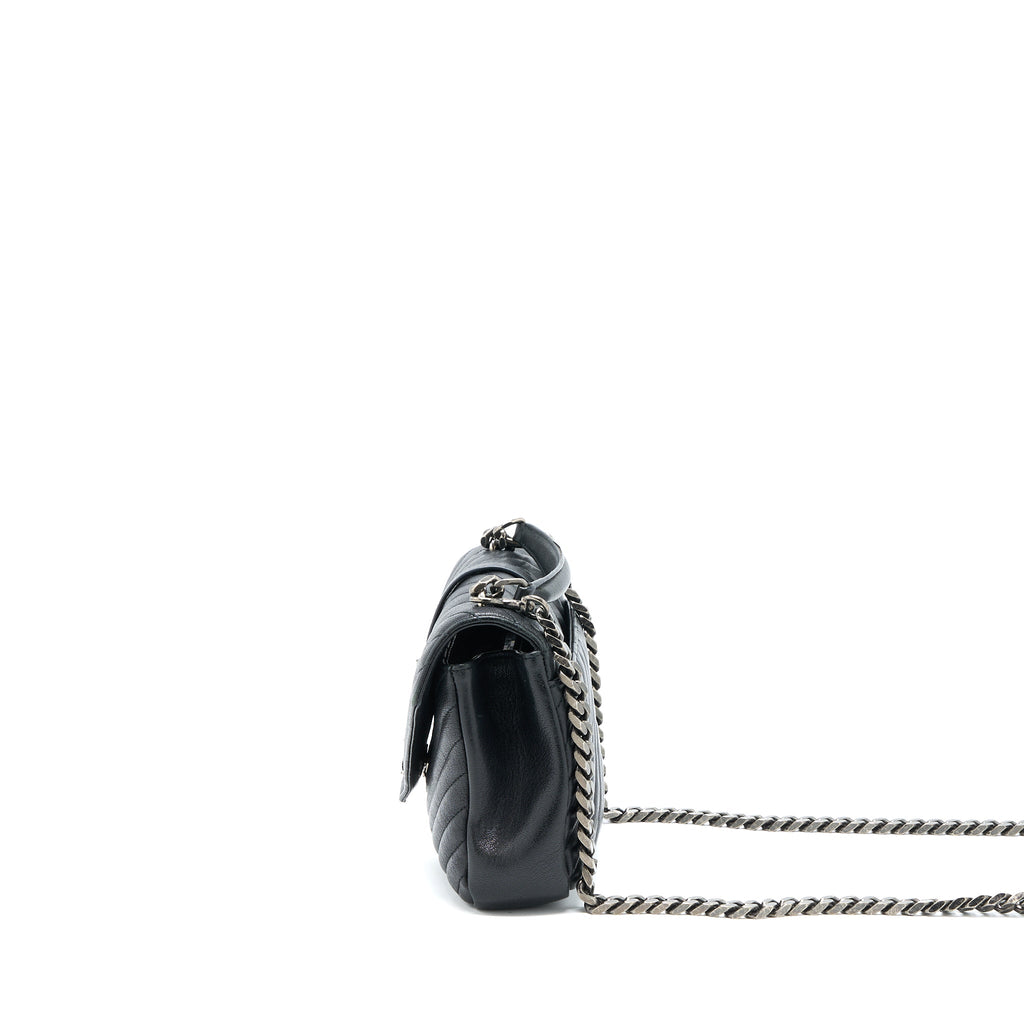 SAINT LAURENT/YSL QUILTED MEDIUM COLLEGE BAG LAMBSKIN BLACK RUTHENIUM HARDWARE