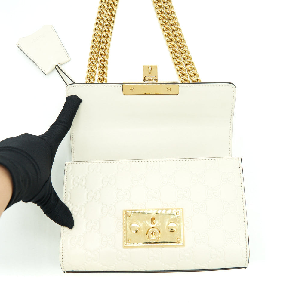GUCCI SMALL PADLOCK WHITE GHW