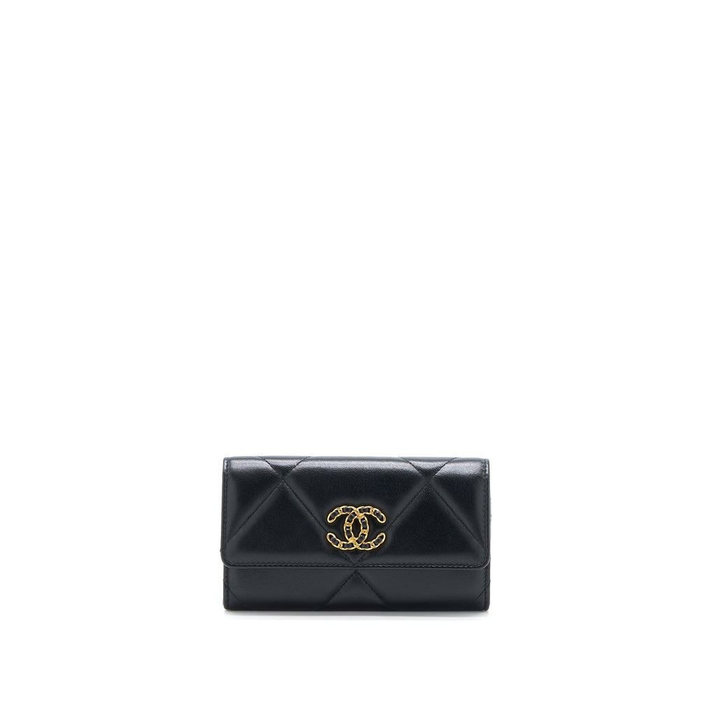 CHANEL 19 FLAP WALLET LAMBSKIN BLACK GHW