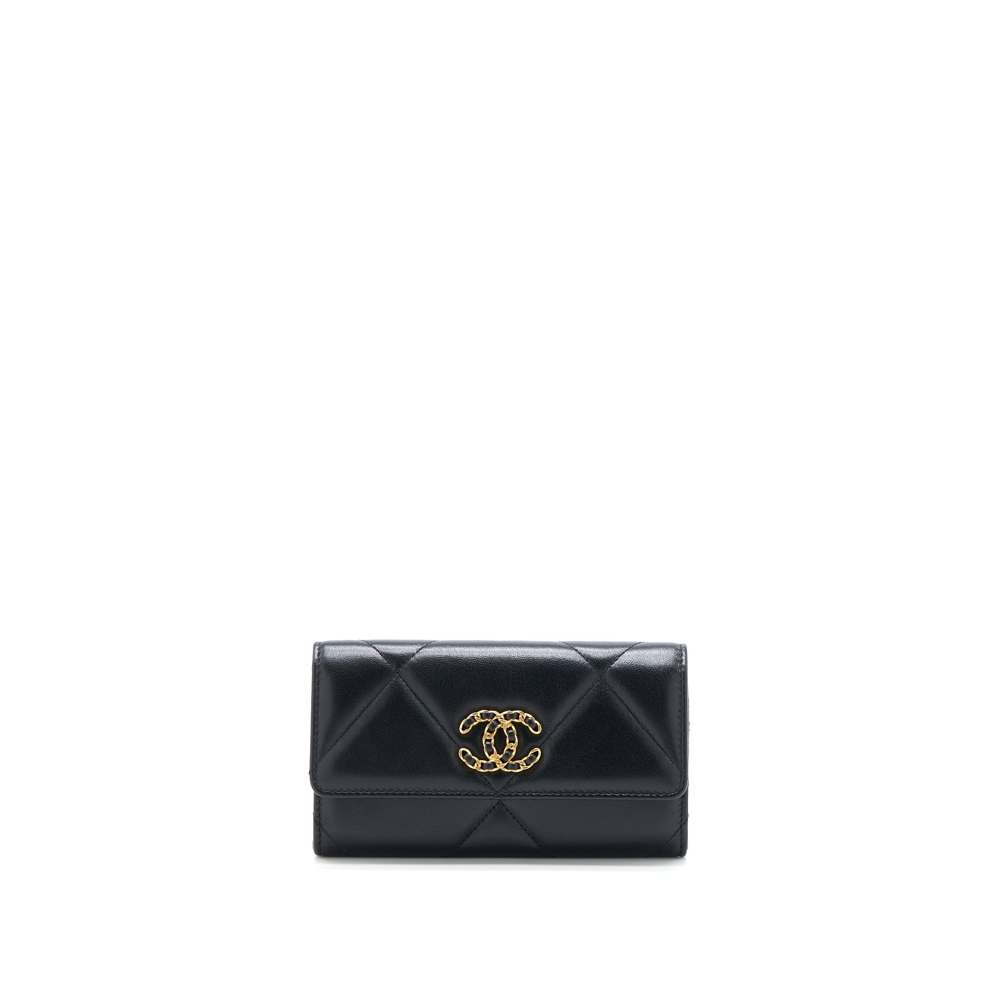 CHANEL 19 FLAP WALLET LAMBSKIN BLACK GHW