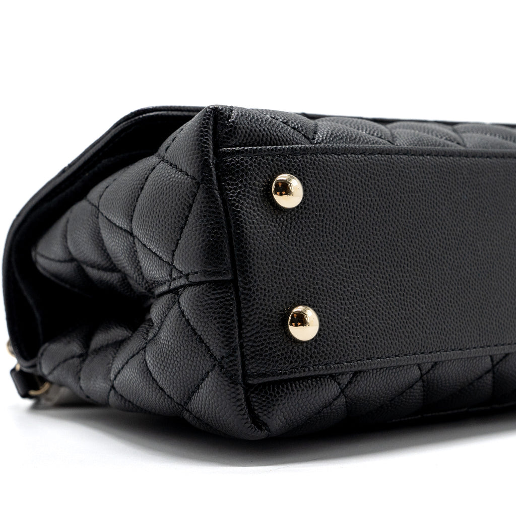 CHANEL SMALL COCO HANDLE CAVIAR BLACK LGHW (MICROCHIP)