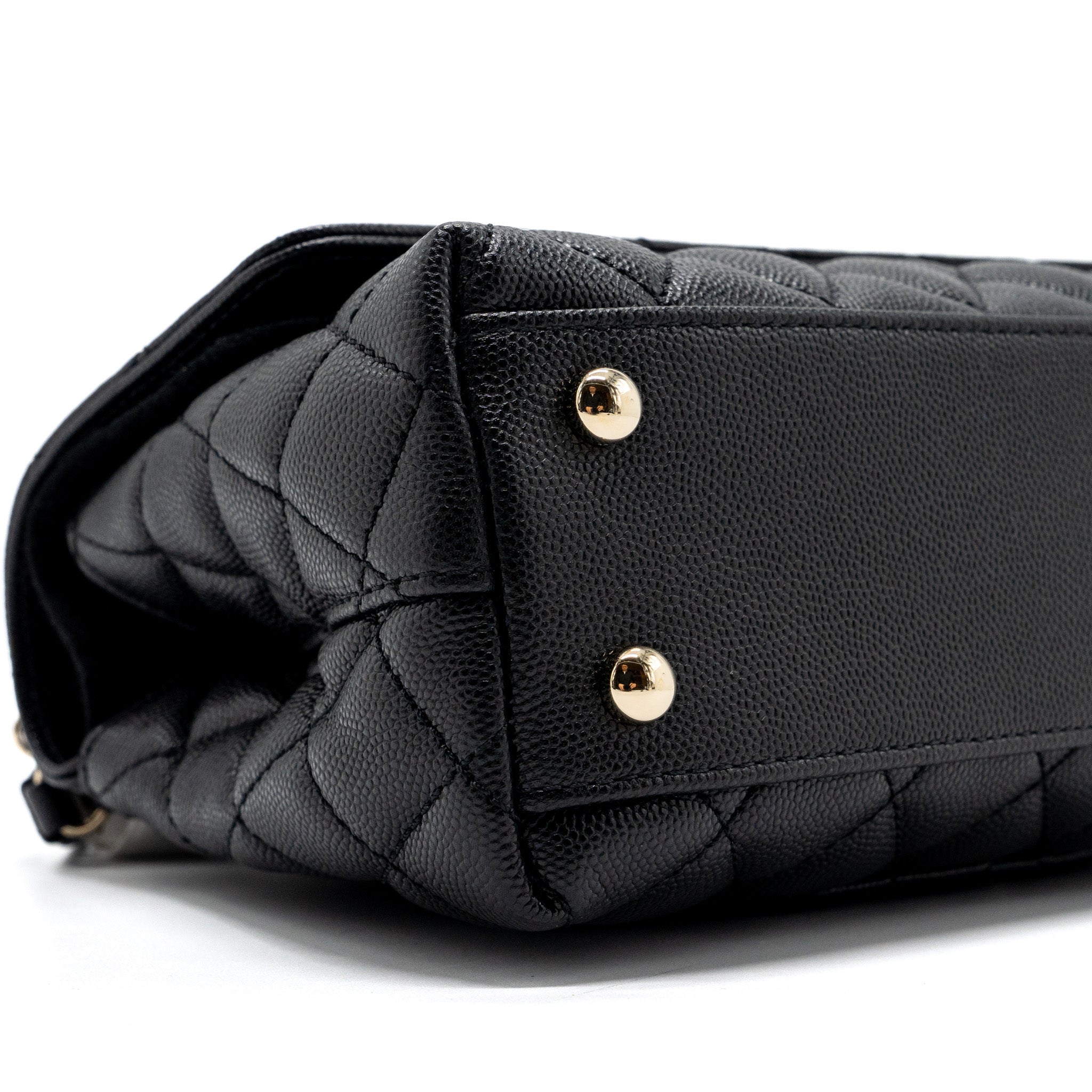 CHANEL SMALL COCO HANDLE CAVIAR BLACK LGHW (MICROCHIP)