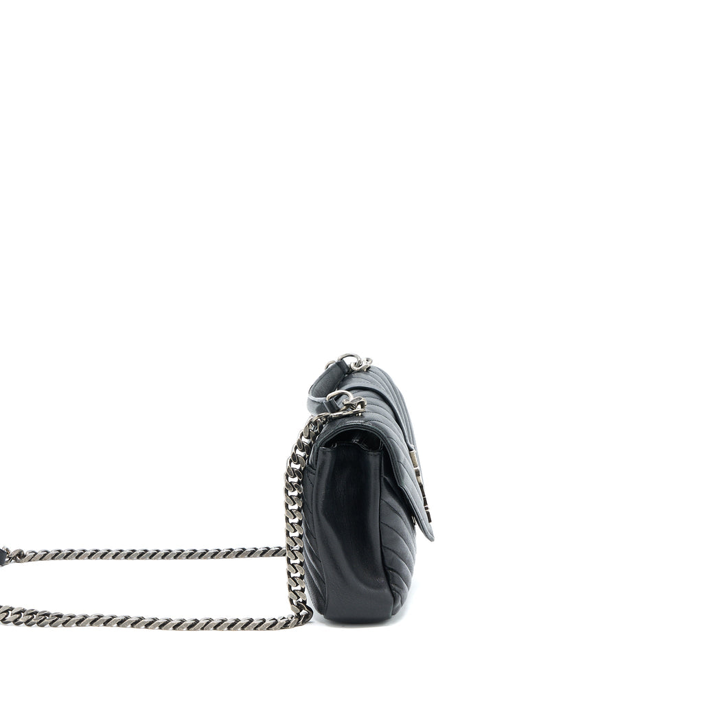 SAINT LAURENT/YSL QUILTED MEDIUM COLLEGE BAG LAMBSKIN BLACK RUTHENIUM HARDWARE