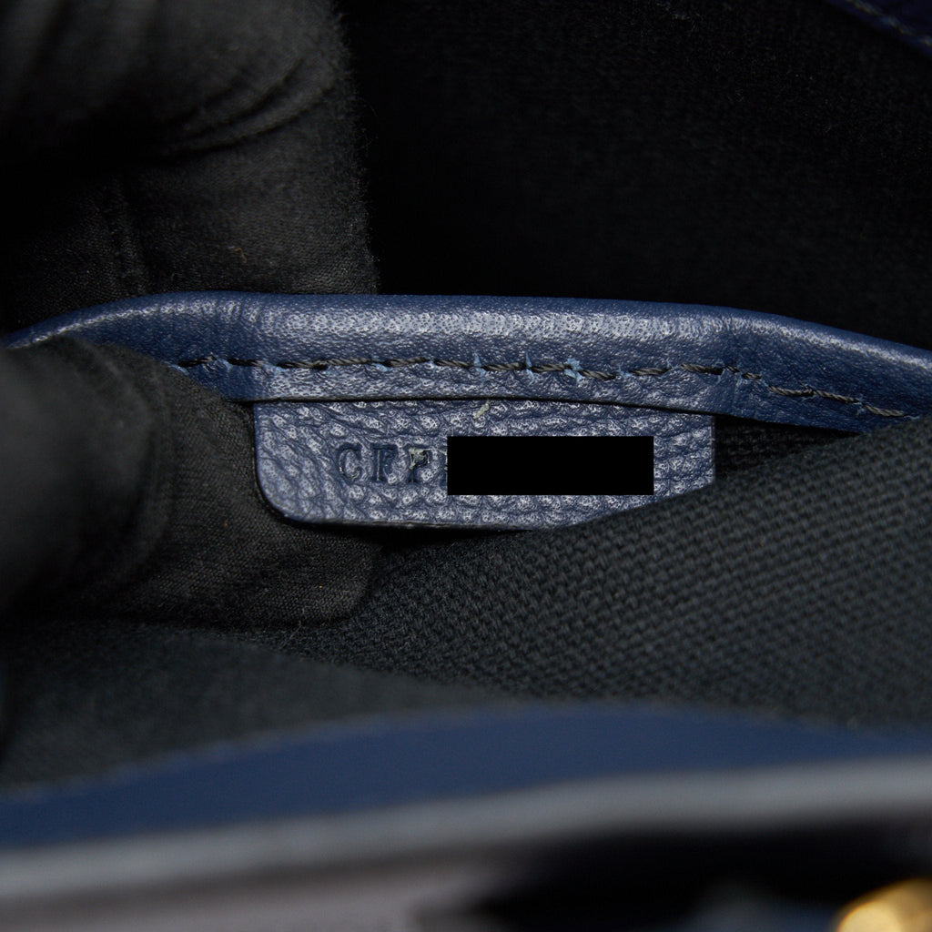 BURBERRY LEATHER/ CANVAS TOTE BAG NAVY GHW