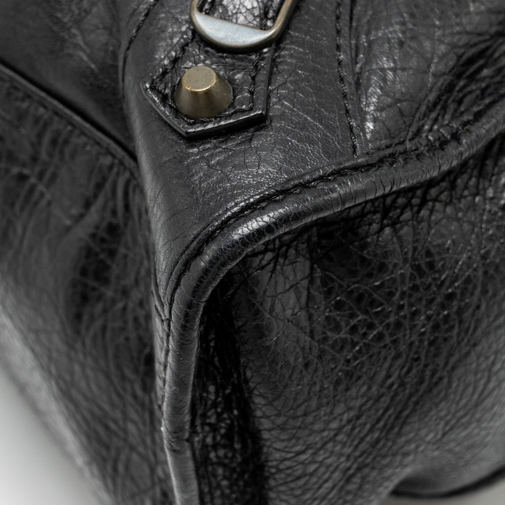 BALENCIAGA GIANT CITY BAG LEATHER BLACK RUTHENIUM HARDWARE