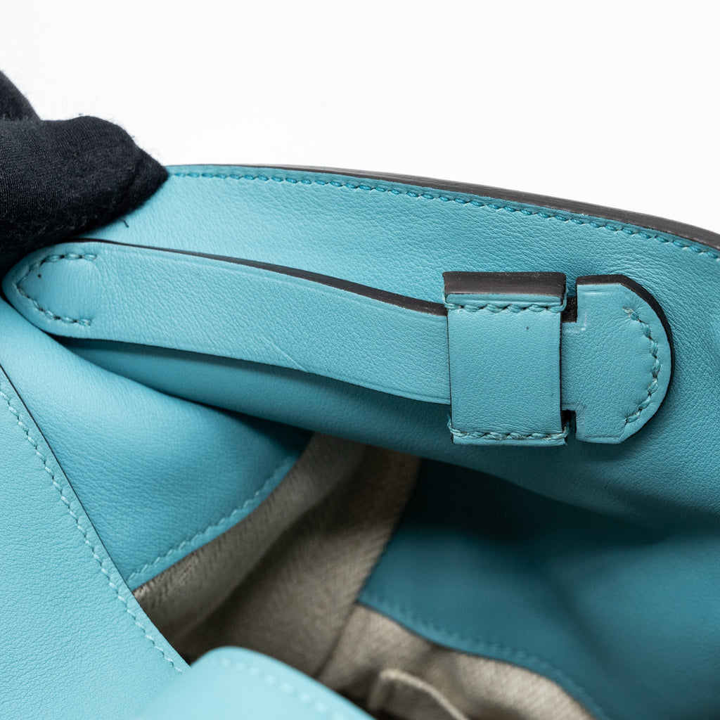 HERMES OXER SHOULDER BAG SWIFT / CLEMENCE BLUE ATOLL SHW
