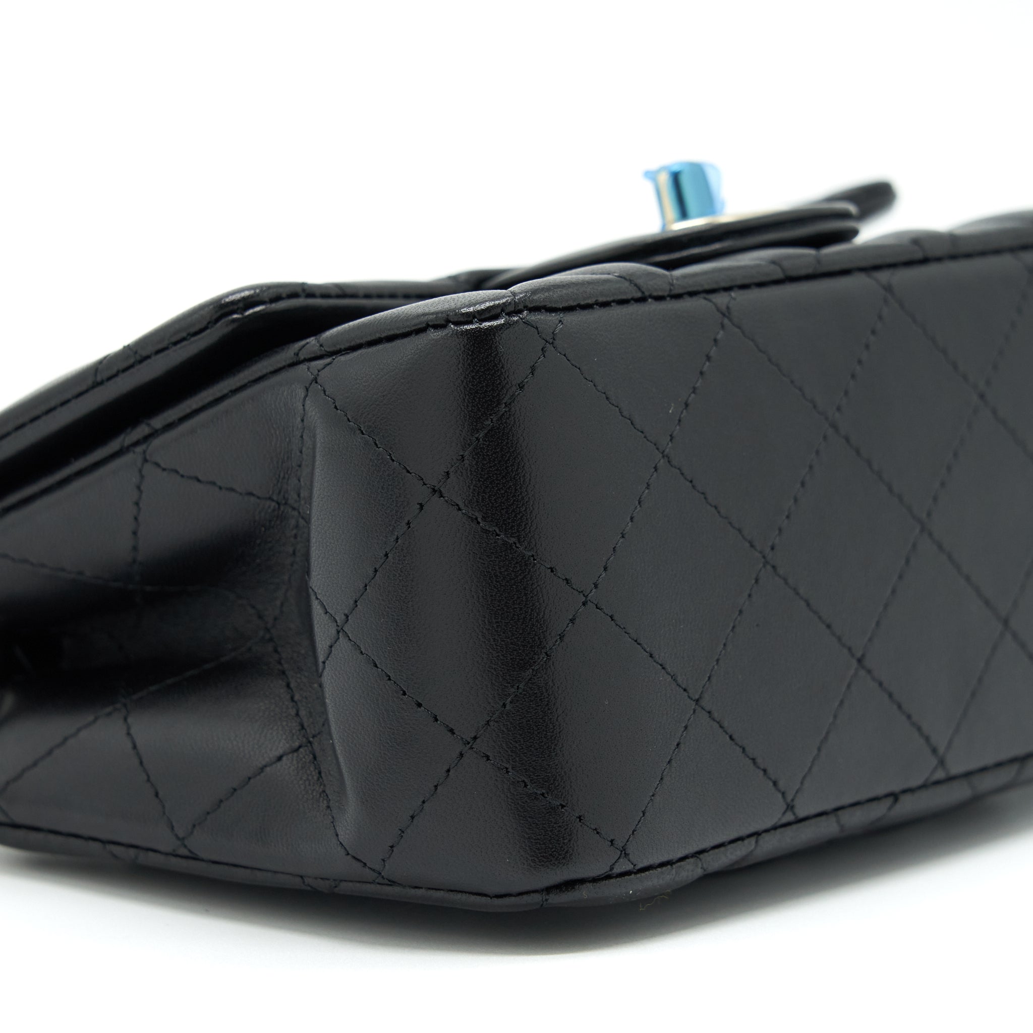CHANEL MINI SQUARE FLAP BAG LAMBSKIN BLACK LGHW (MICROCHIP)