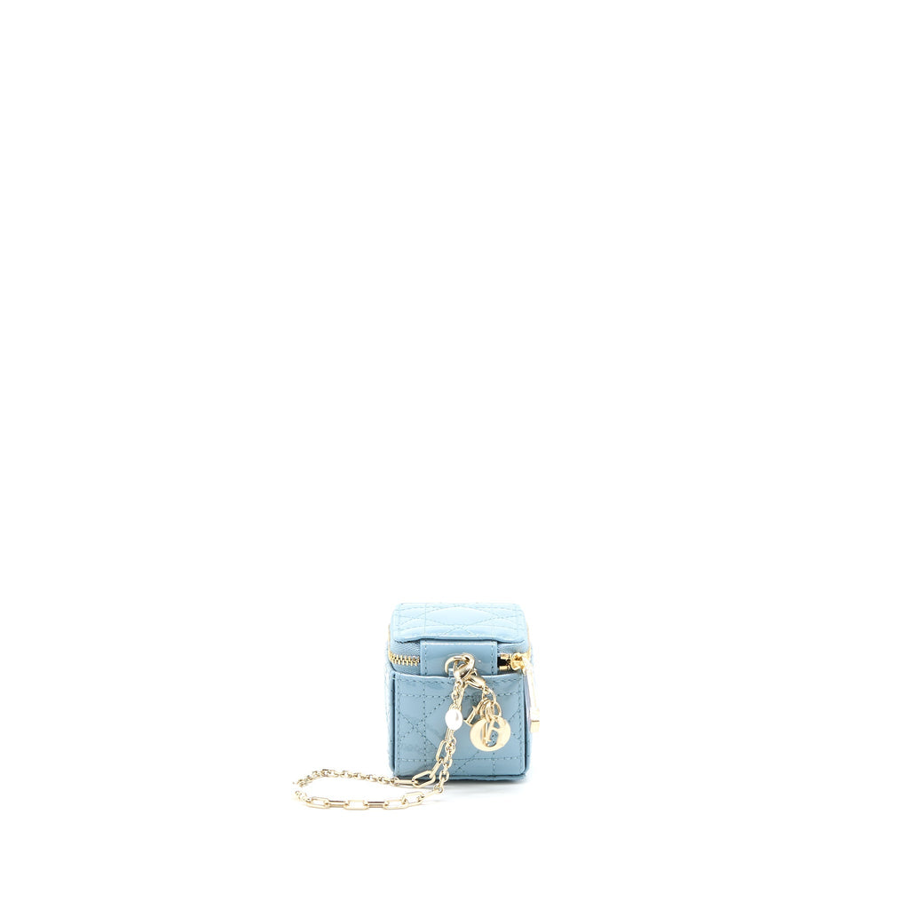 DIOR SQUARE COIN PURSE PATENT BLUE LGHW