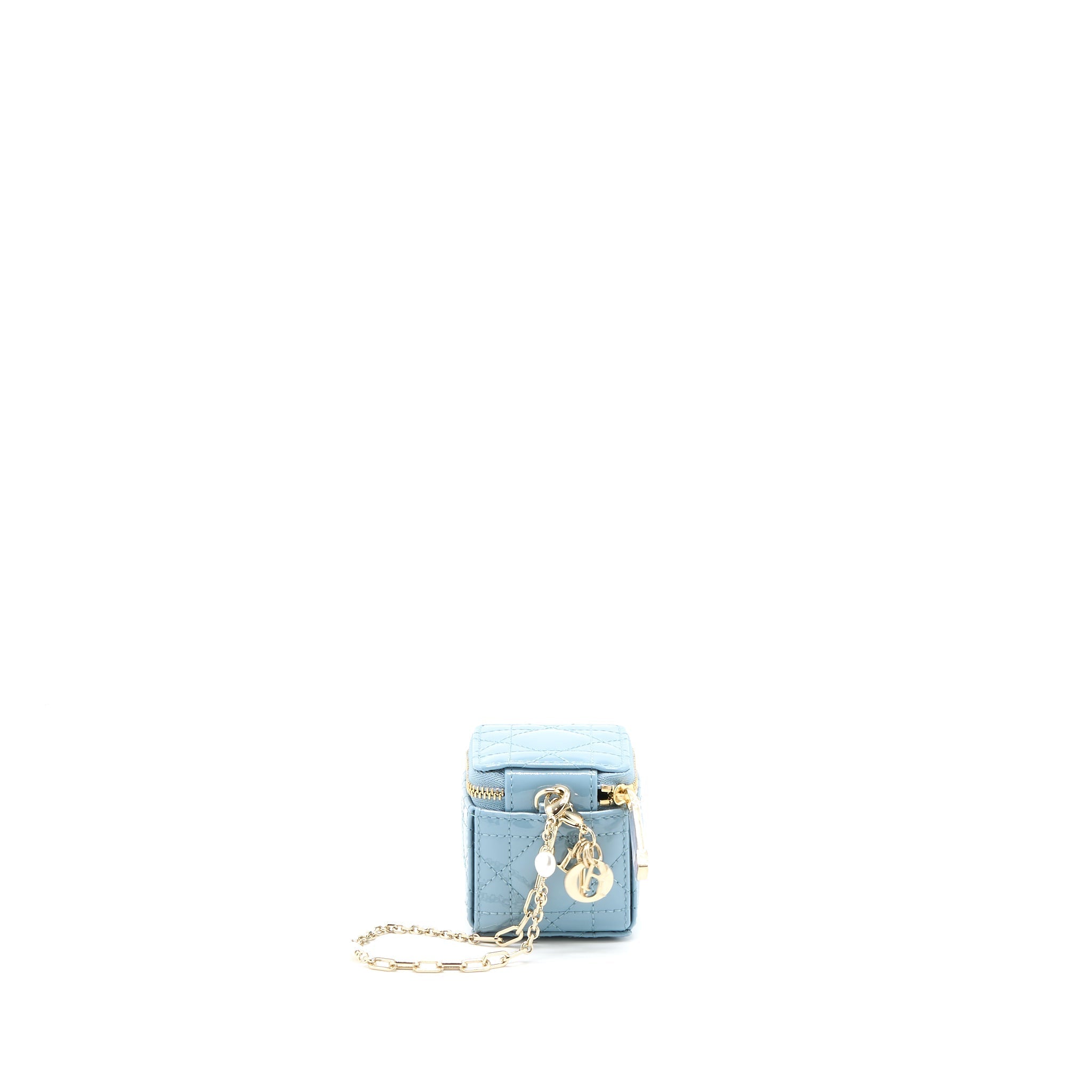 DIOR SQUARE COIN PURSE PATENT BLUE LGHW