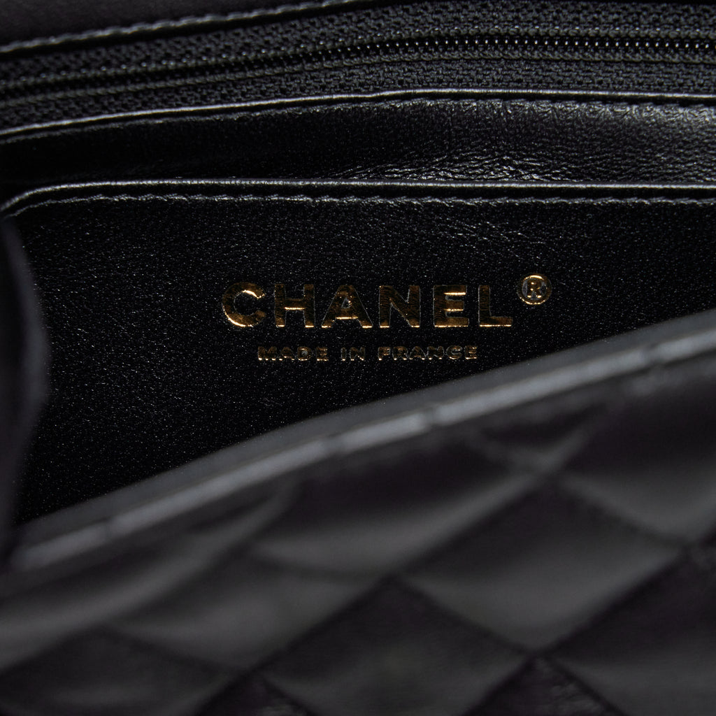 CHANEL MINI SQUARE FLAP BAG LAMBSKIN BLACK LGHW (MICROCHIP)