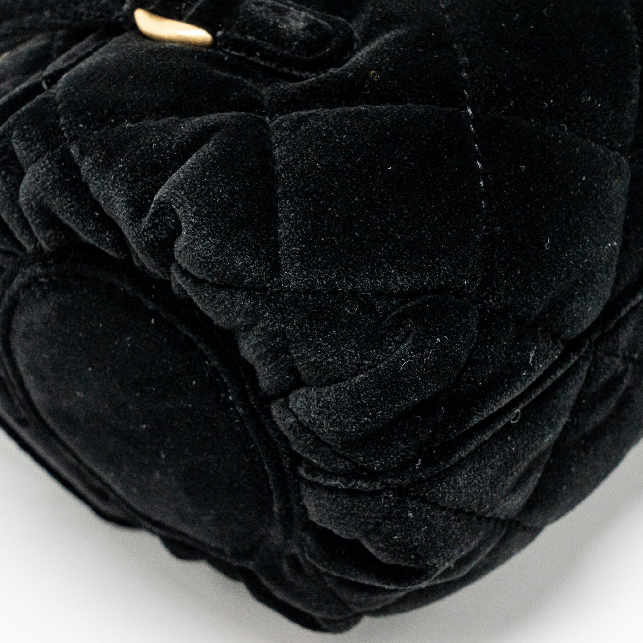CHANEL MINI BOWLING CLUTCH WITH CHAIN VELVET BLACK GHW (MICROCHIP)