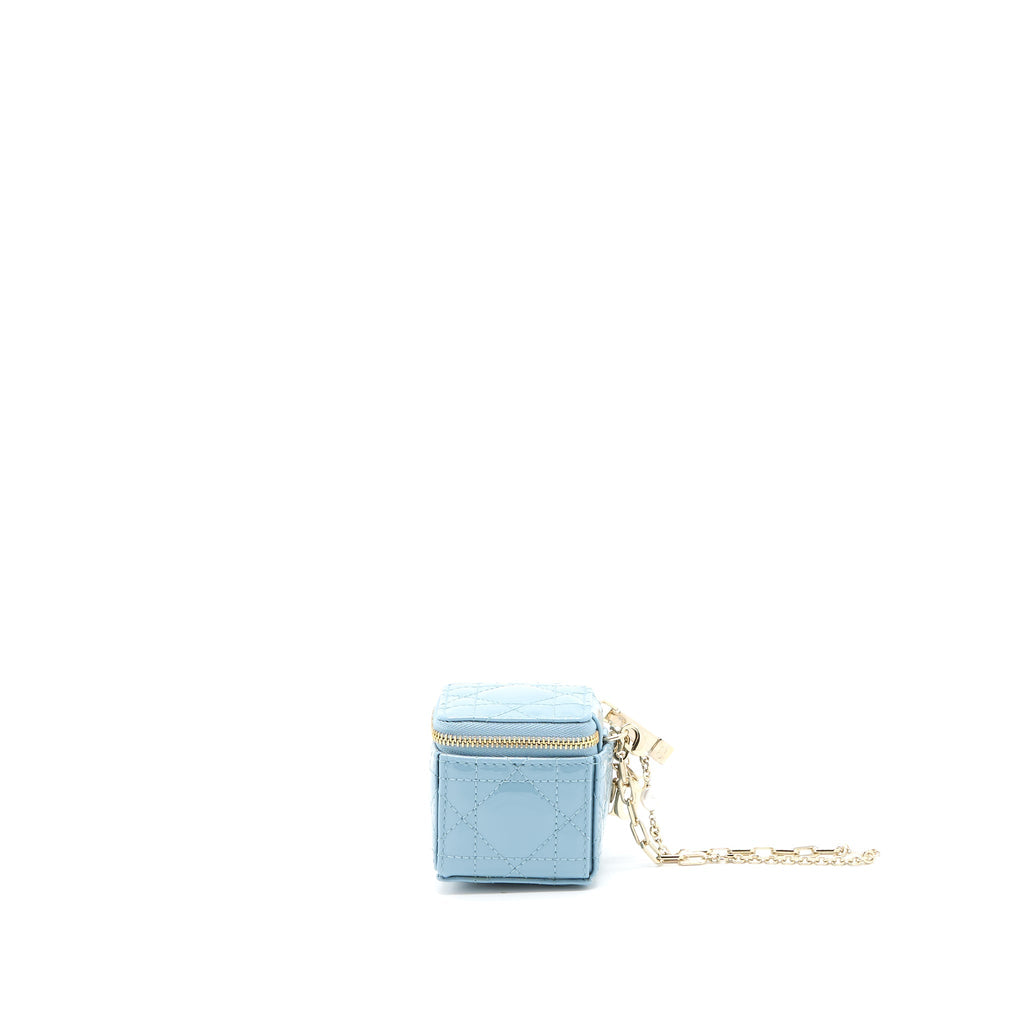 DIOR SQUARE COIN PURSE PATENT BLUE LGHW