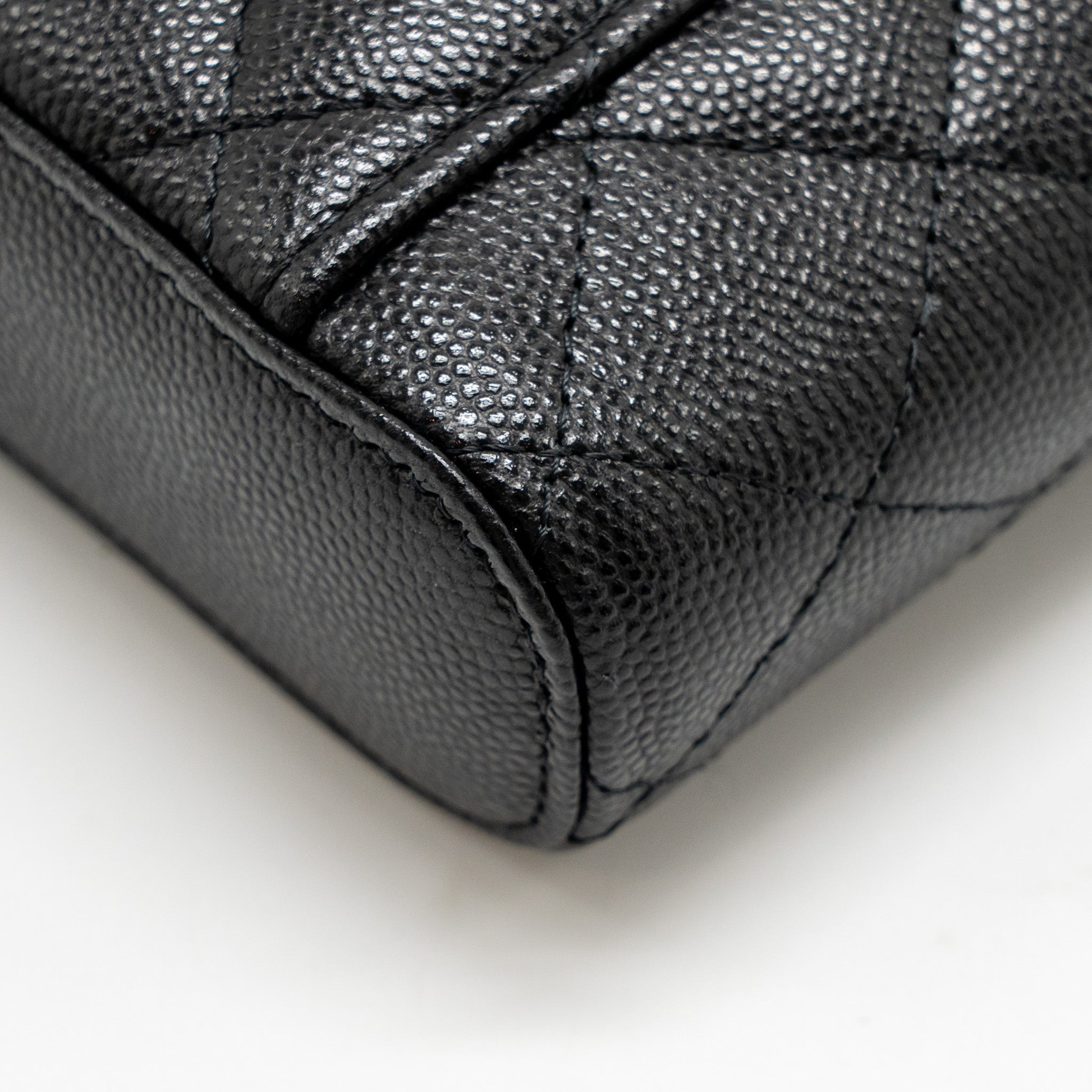 CHANEL CLASSIC VANITY PHONE HOLDER WITH CHAIN CAVIAR BLACK LGHW