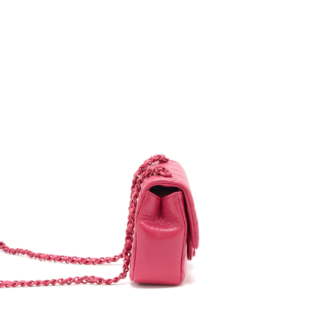 CHANEL MINI SQUARE CAVIAR PINK IN PINK HARDWARE