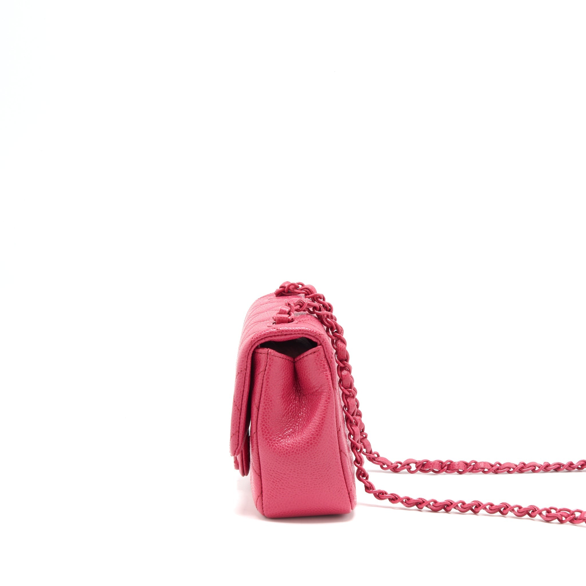 CHANEL MINI SQUARE CAVIAR PINK IN PINK HARDWARE