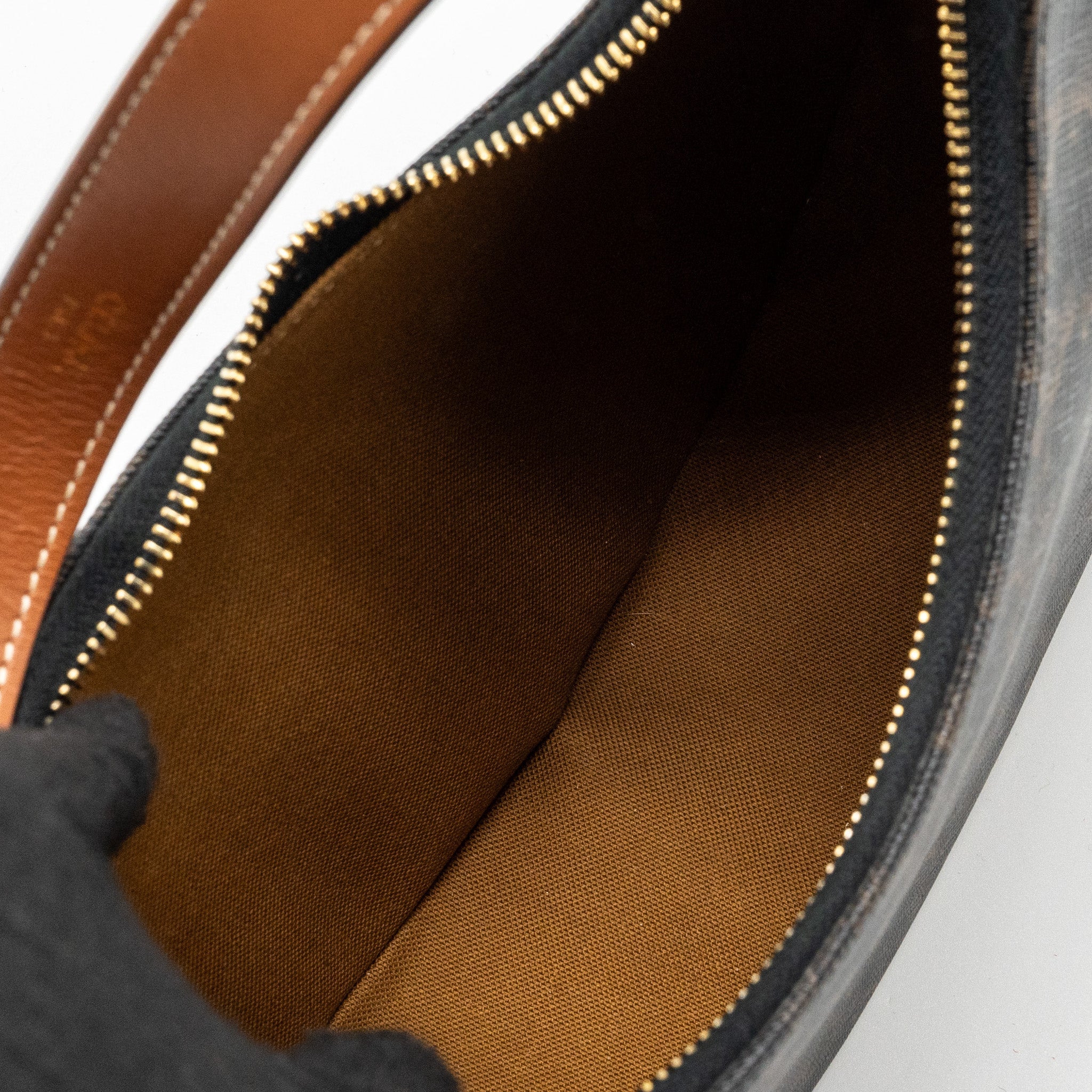 CELINE AVA BAG IN TRIOMPHE CANVAS AND CALFSKIN TAN
