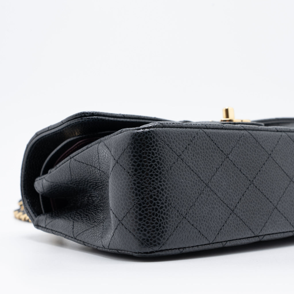 CHANEL SMALL CLASSIC DOUBLE FLAP BAG CAVIAR BLACK GHW (MICROCHIP)