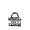 DIOR MINI BOOK TOTE LIMITED EDITION BLUE TOILE DE JOUY REVERSE EMBROIDERY