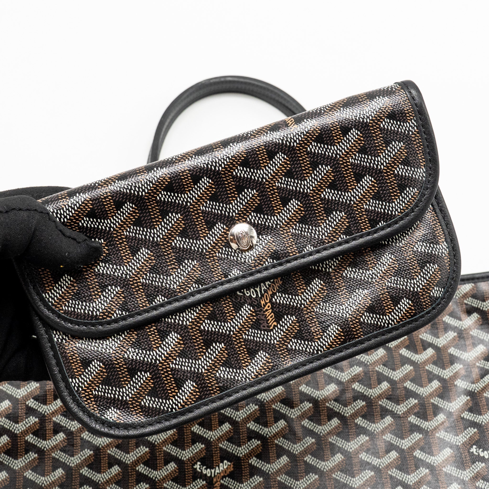 GOYARD SAINT LOUIS PM TOTE BAG GOYARDINE CANVAS/CALFSKIN BLACK