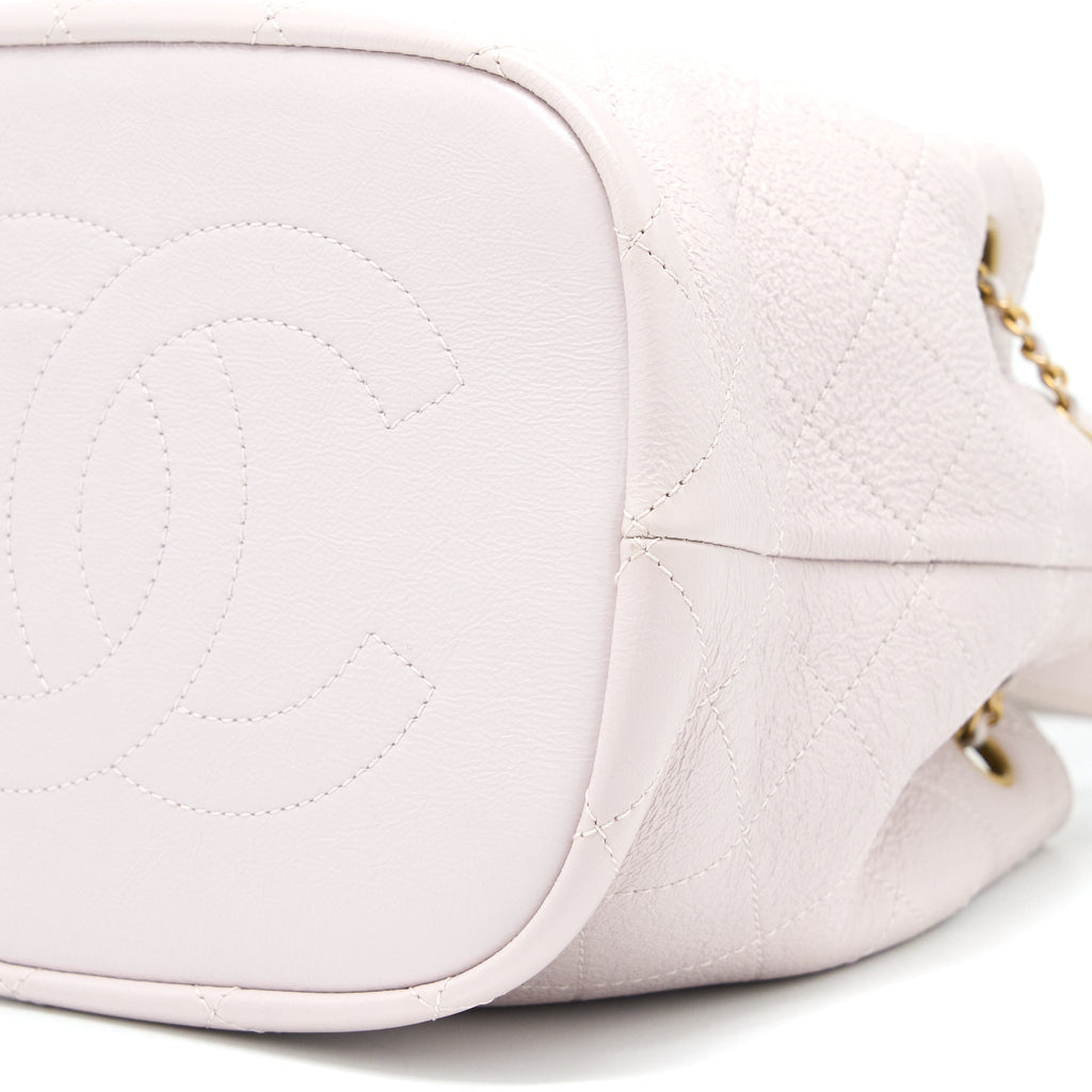 CHANEL DRAWSTRING BUCKET BAG LAMBSKIN LIGHT PINK GHW